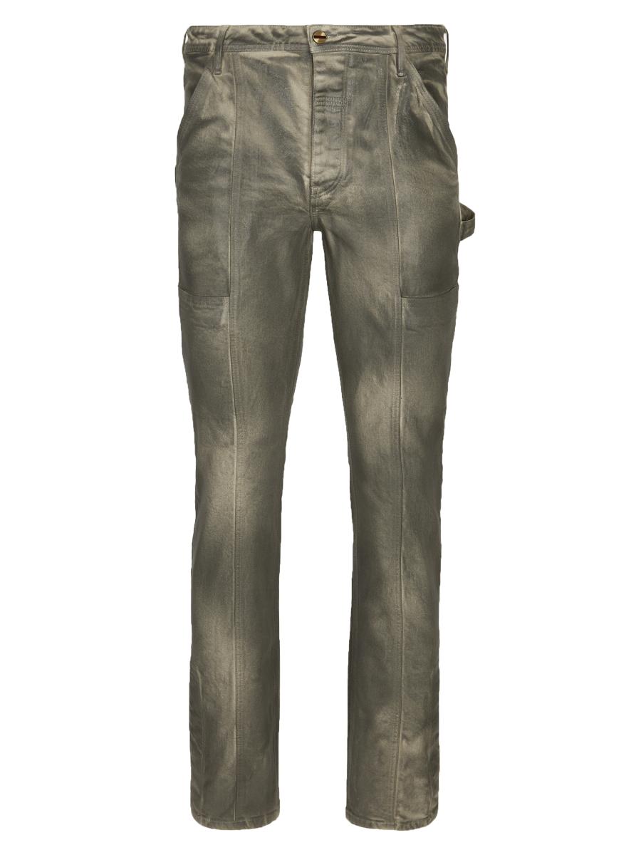 【WONDER WONDER】Chant Embroidered Carpenter Raw Denim PT Chant Twist Embroidered Carpenter Denim Pants - WONDER