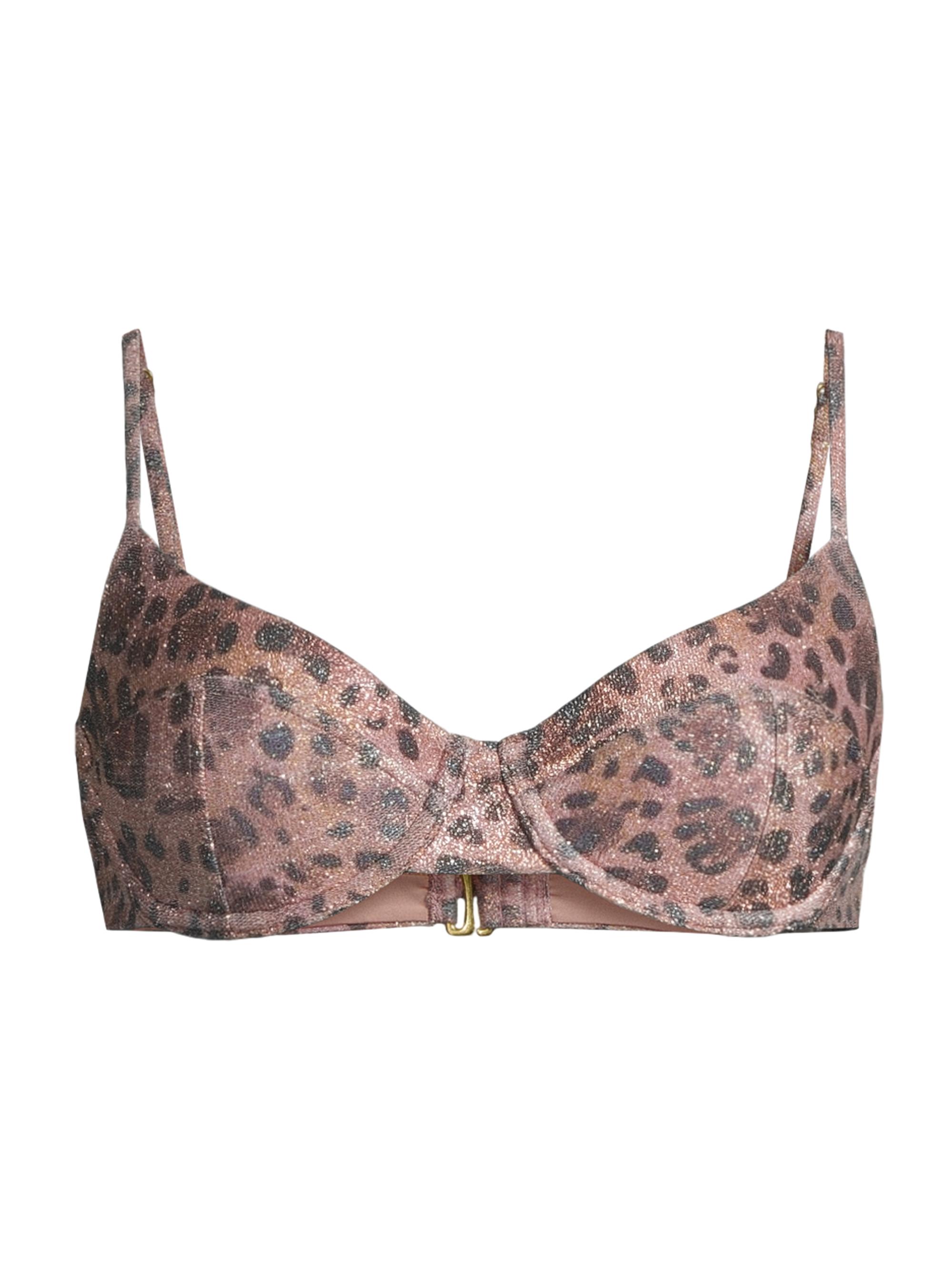 Ramy Brook Women's Nola Leopard Underwire Bikini Top - Rose Gold Sparkle