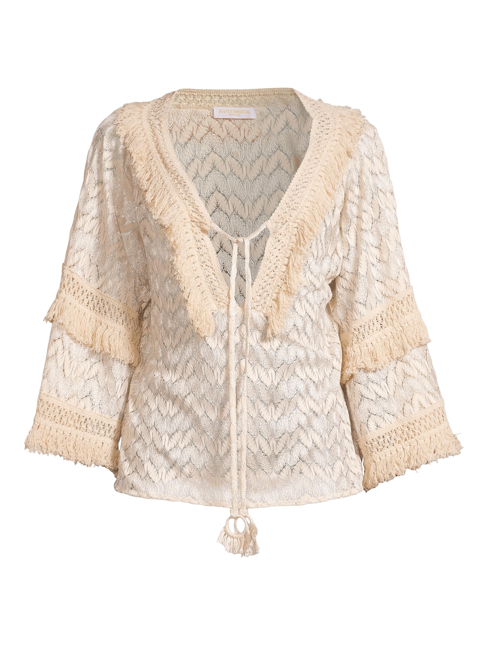 Ramy Brook Women's Ari Chevron Cover-Up Top - Sand Chevron Fringe