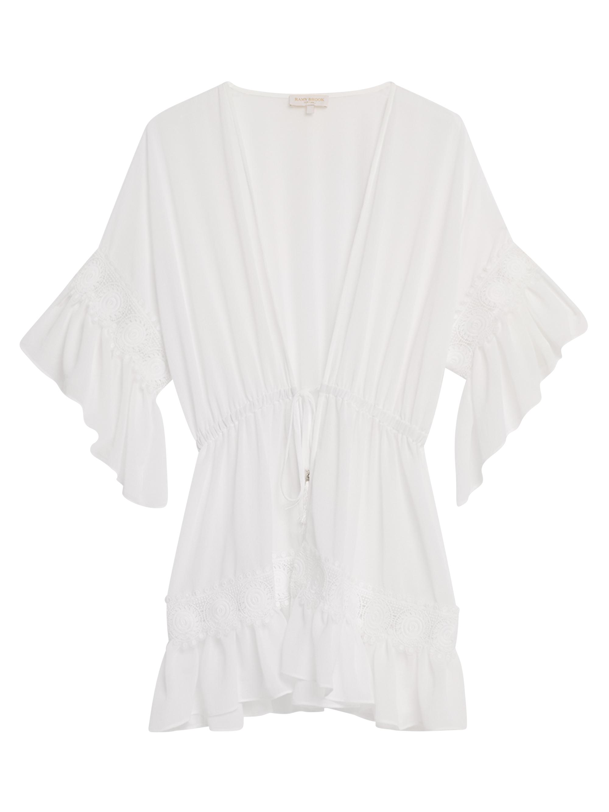 Ramy Brook Women's Amalia Lace-Trimmed Caftan Cover-Up - White