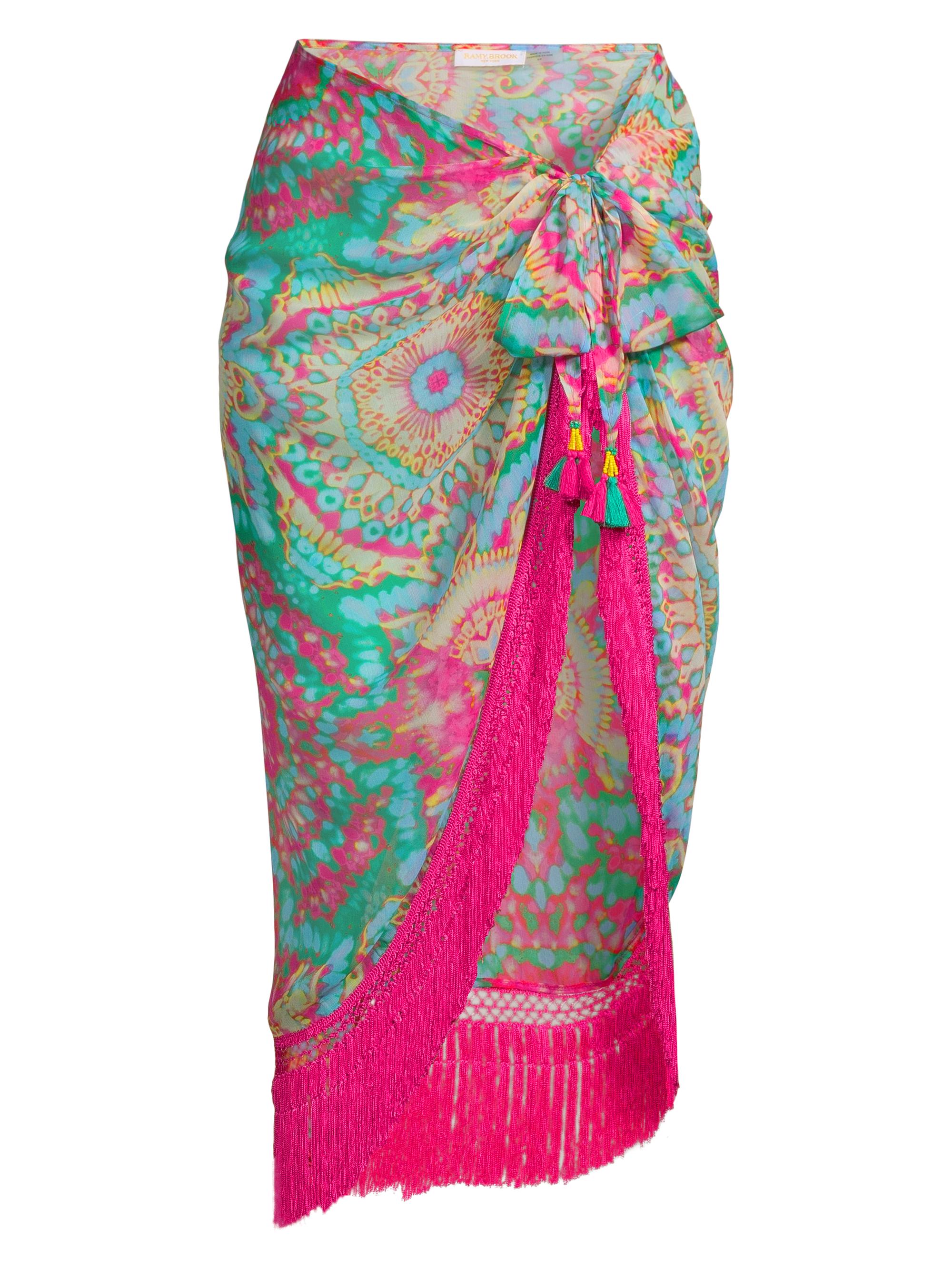 Ramy Brook Women's Anne Tie-Dye Fringed Pareo - Palm Green Multi