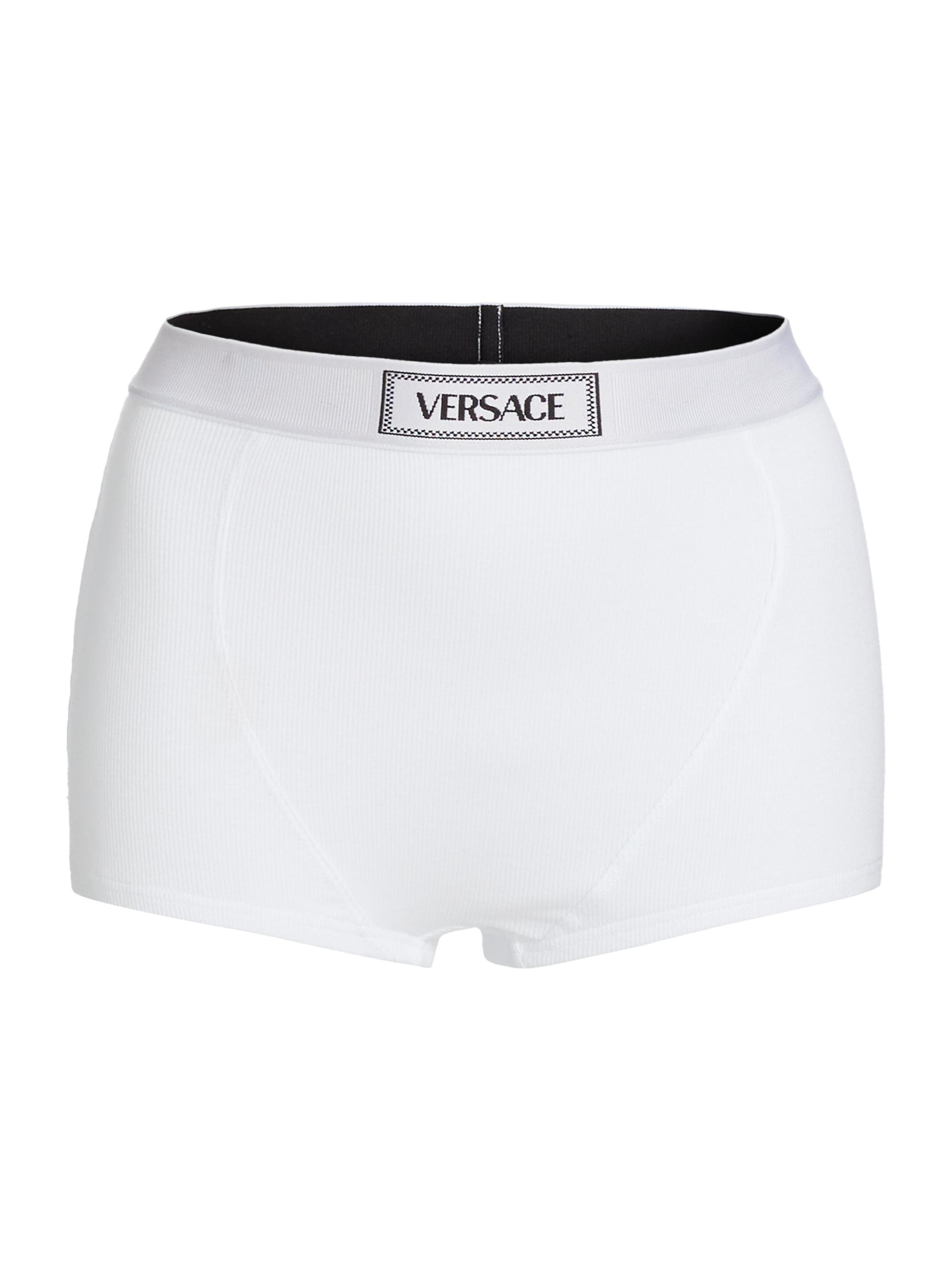 Versace Women's Culotte High-Waisted Rib-Knit Boyshort - White