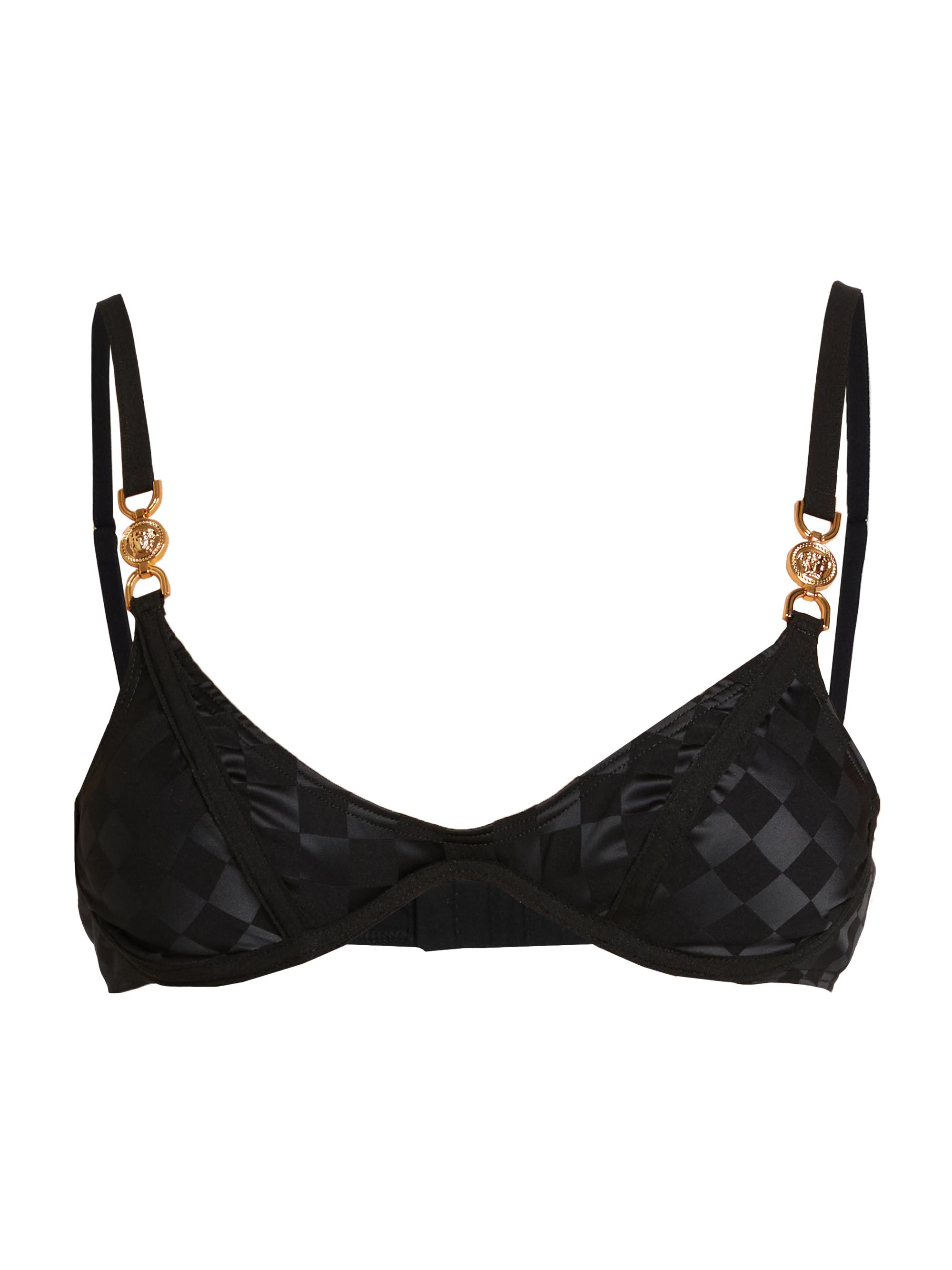 Versace Women's Damier Jacquard Underwire Bra - Black