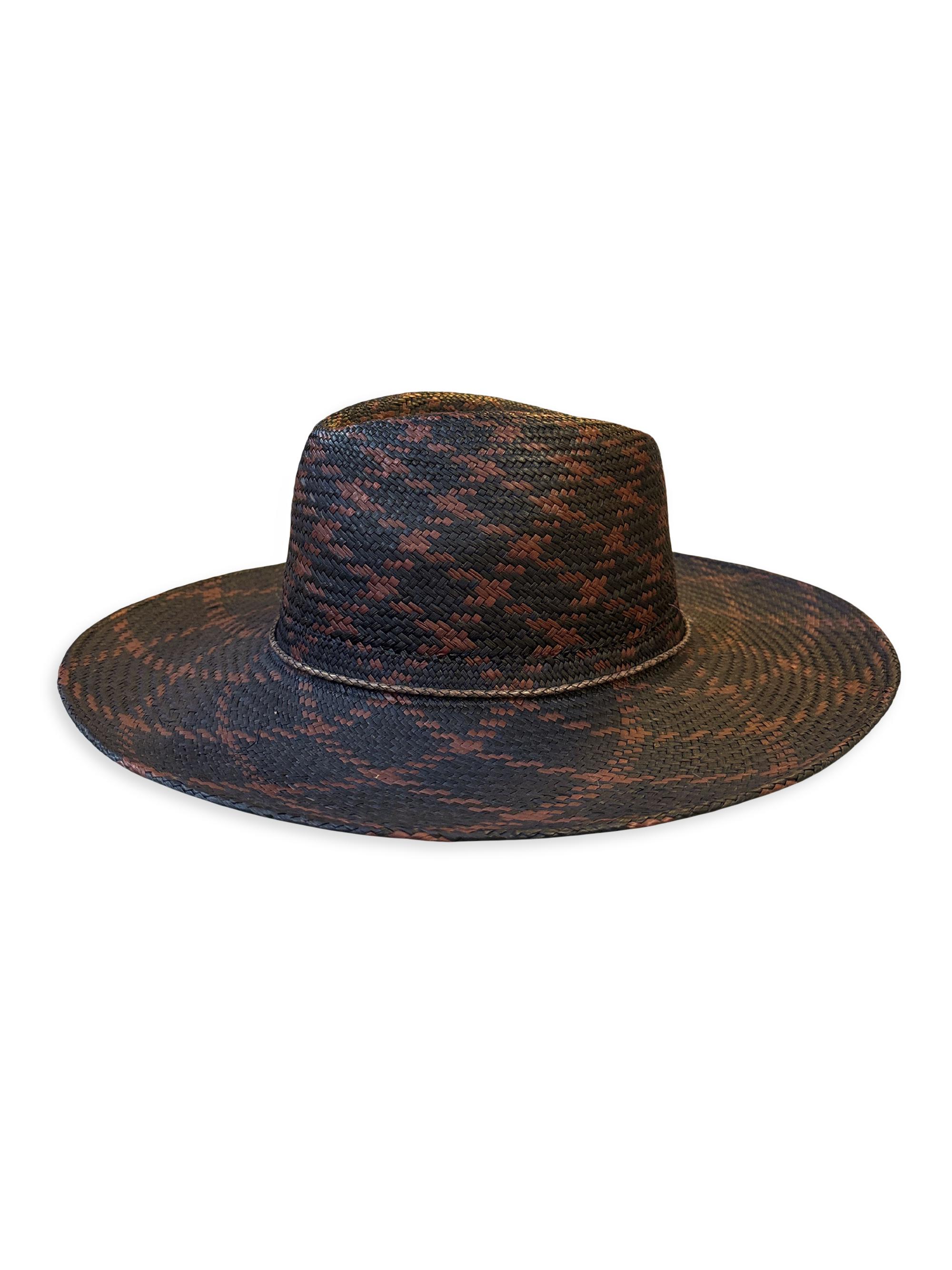 Freya Women's Gardenia Lollipop Plaid Straw Fedora - Black