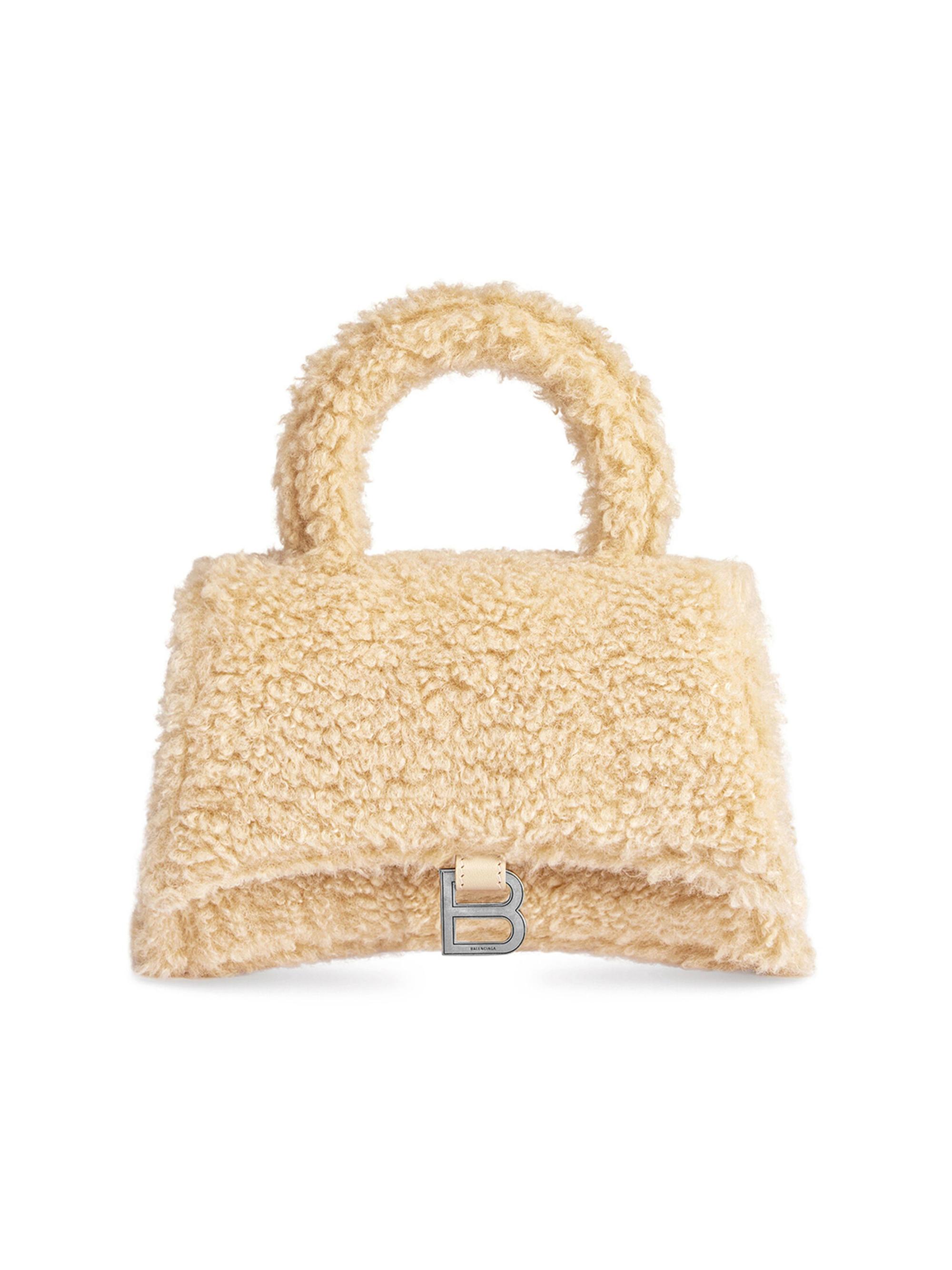 fuzzy box BALENCIAGA ベージュ 美品 Balenciaga Furry Hourglass XS Handbag With Strap | Saks Fifth Avenue