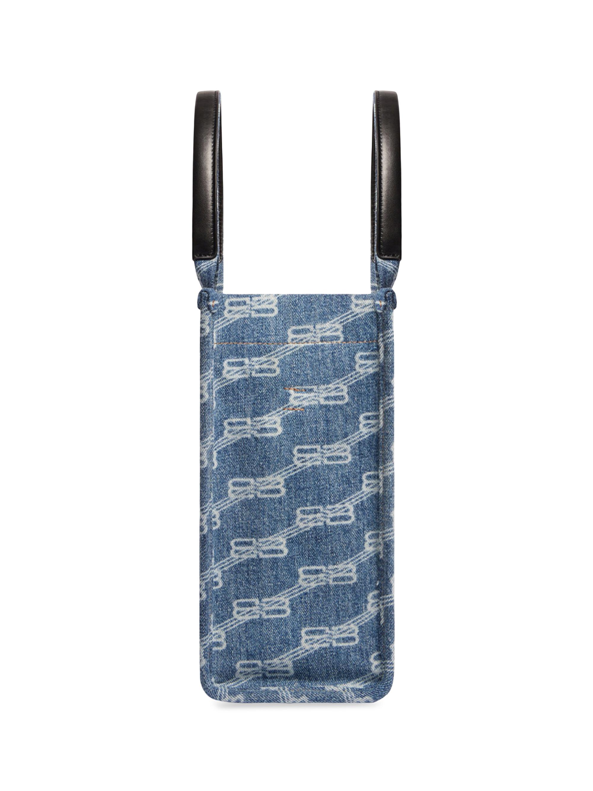 Balenciaga Hardware Medium Tote Bag BB Monogram Bleached Denim
