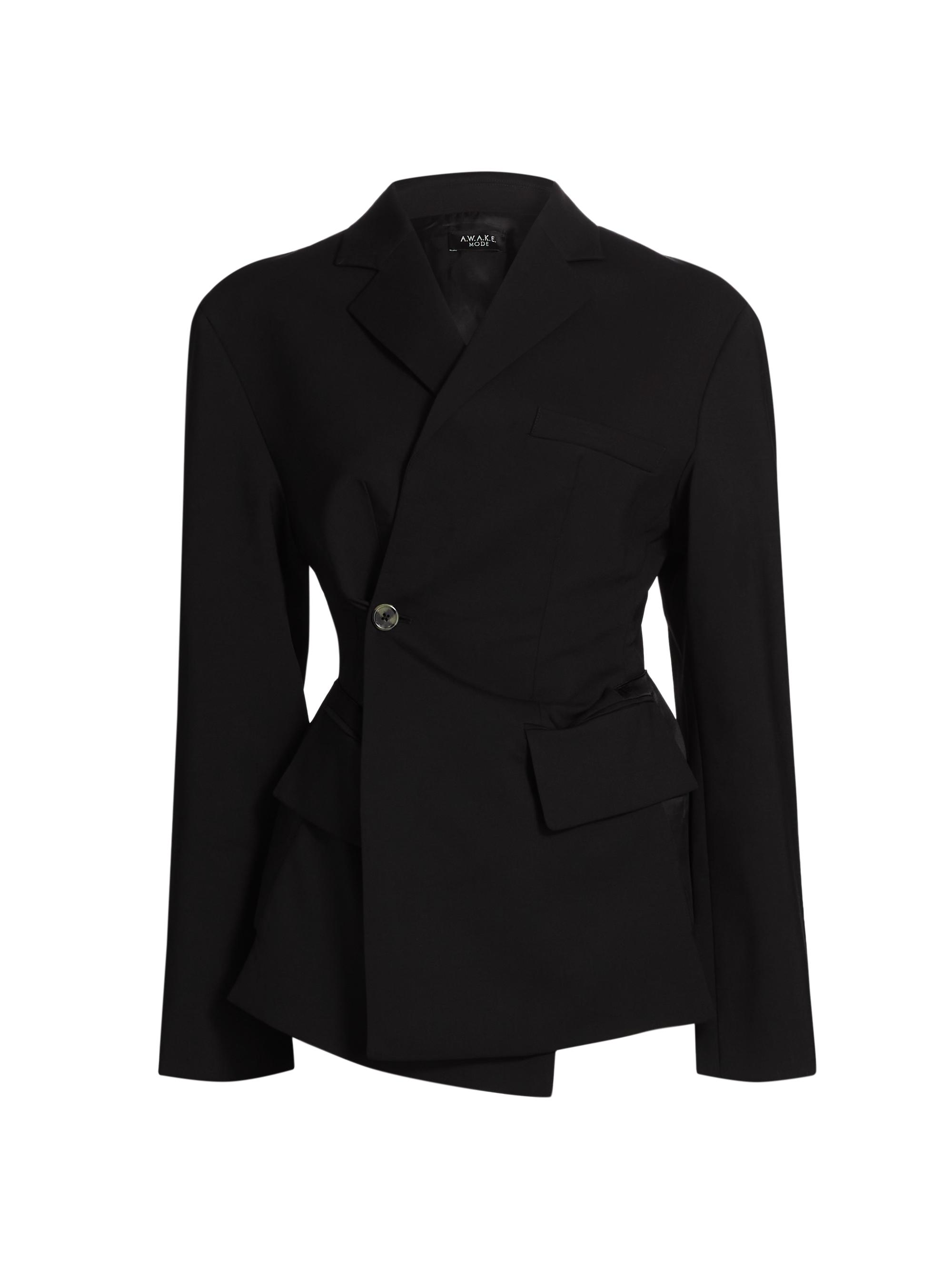 A.W.A.K.E. Mode Women's Backless Tie Single-Breasted Blazer - Black