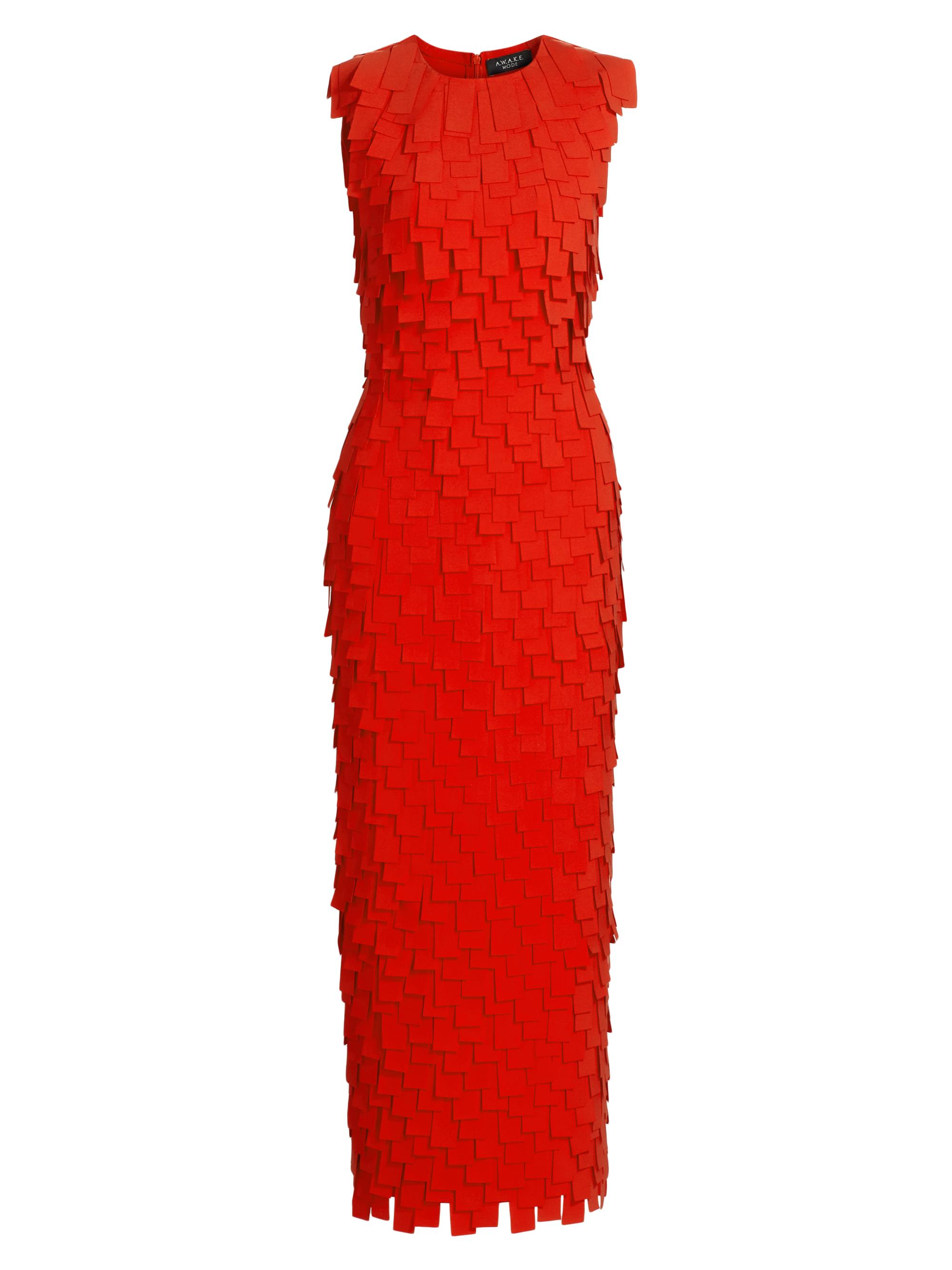 A.W.A.K.E. Mode Women's Rectangle Appliqué Midi-Dress - Red