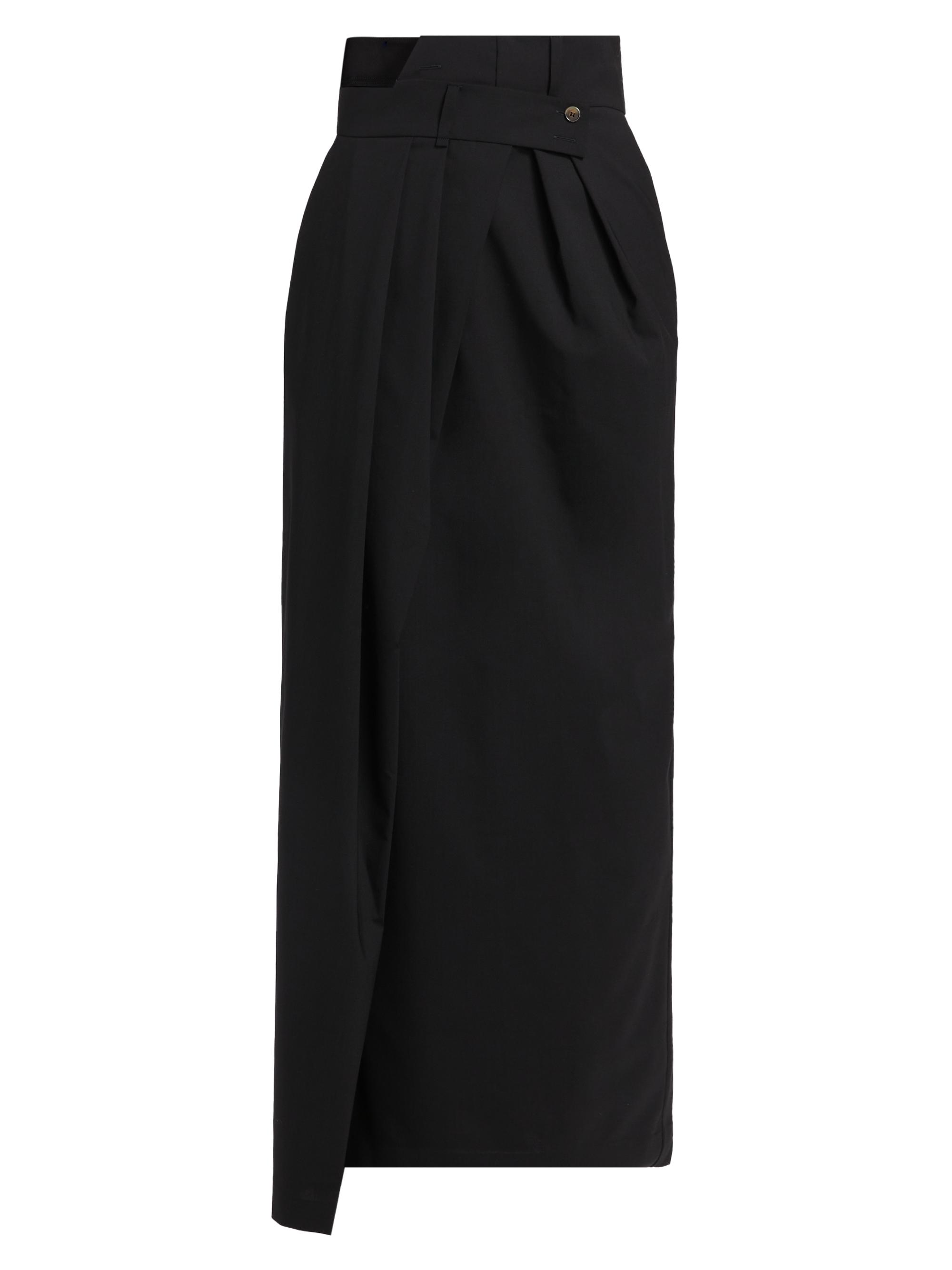 A.W.A.K.E. Mode Women's Wool Deconstructed Pant Maxi Skirt - Black