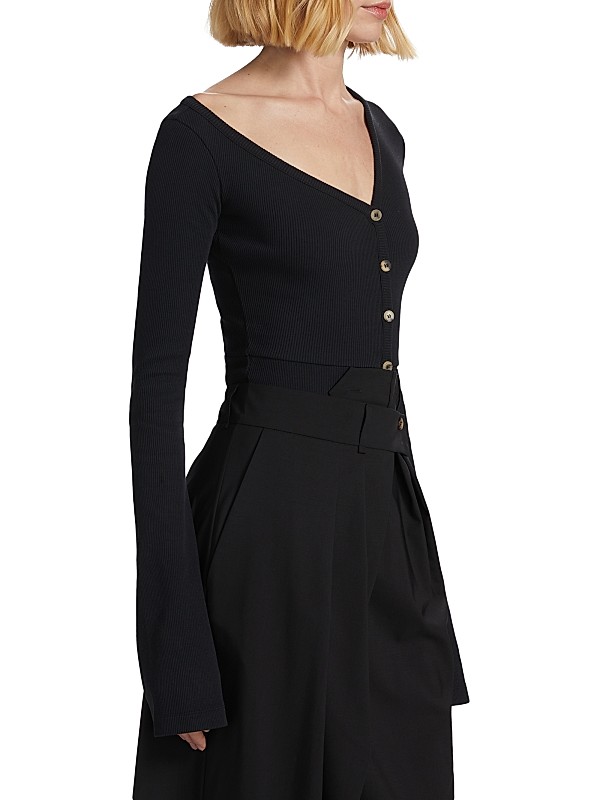 Shop A.W.A.K.E. Mode Asymmetric Rib-Knit Bodysuit | Saks Shop A.W.A.K.E. Mode Asymmetric Rib-Knit Bodysuit | Saks