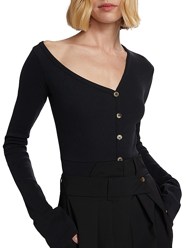 Shop A.W.A.K.E. Mode Asymmetric Rib-Knit Bodysuit | Saks Shop A.W.A.K.E. Mode Asymmetric Rib-Knit Bodysuit | Saks