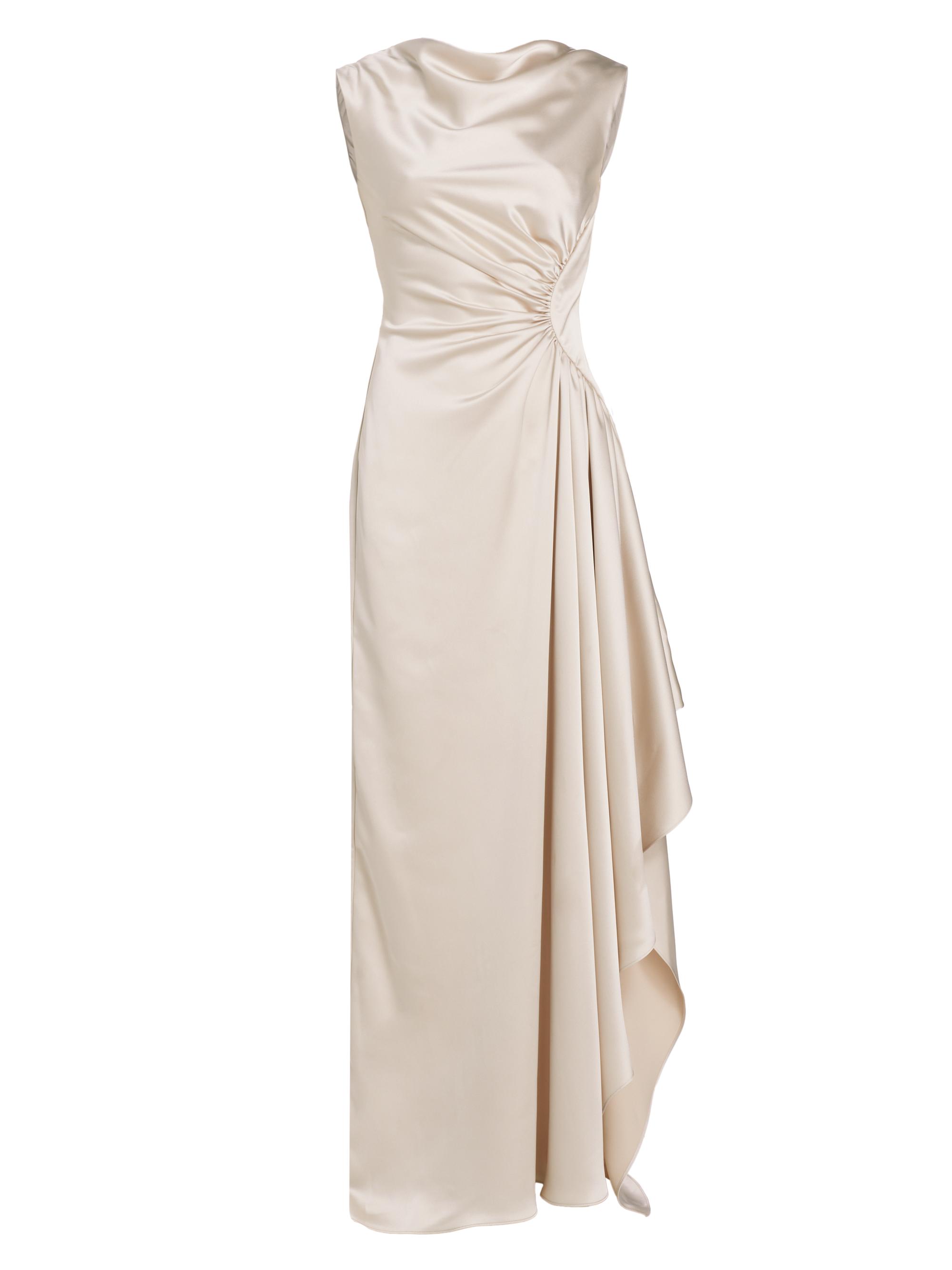 Amsale Women's Half Moon Asymmetric Satin Gown - Champagne