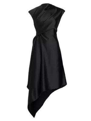 Amsale Women's Draped Satin Asymmetric Cocktail Dress - Truffle