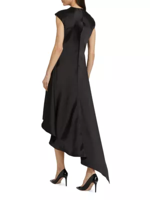 Shop Amsale Draped Satin Asymmetric Cocktail Dress | Saks Fifth Avenue