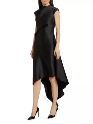 Givenchy Asymmetrical Short Draped Dress in Black