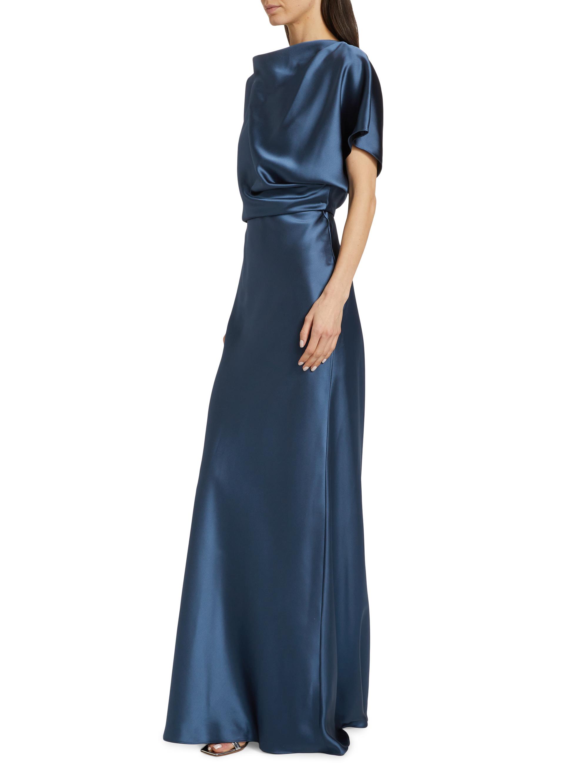 Amsale Women's Draped Satin Gown - French Blue - Size 0