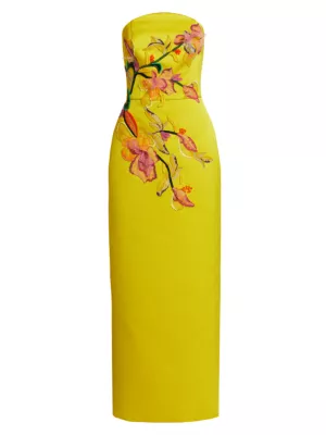Amsale Women's Floral Embellished Strapless Cocktail Dress - Lime