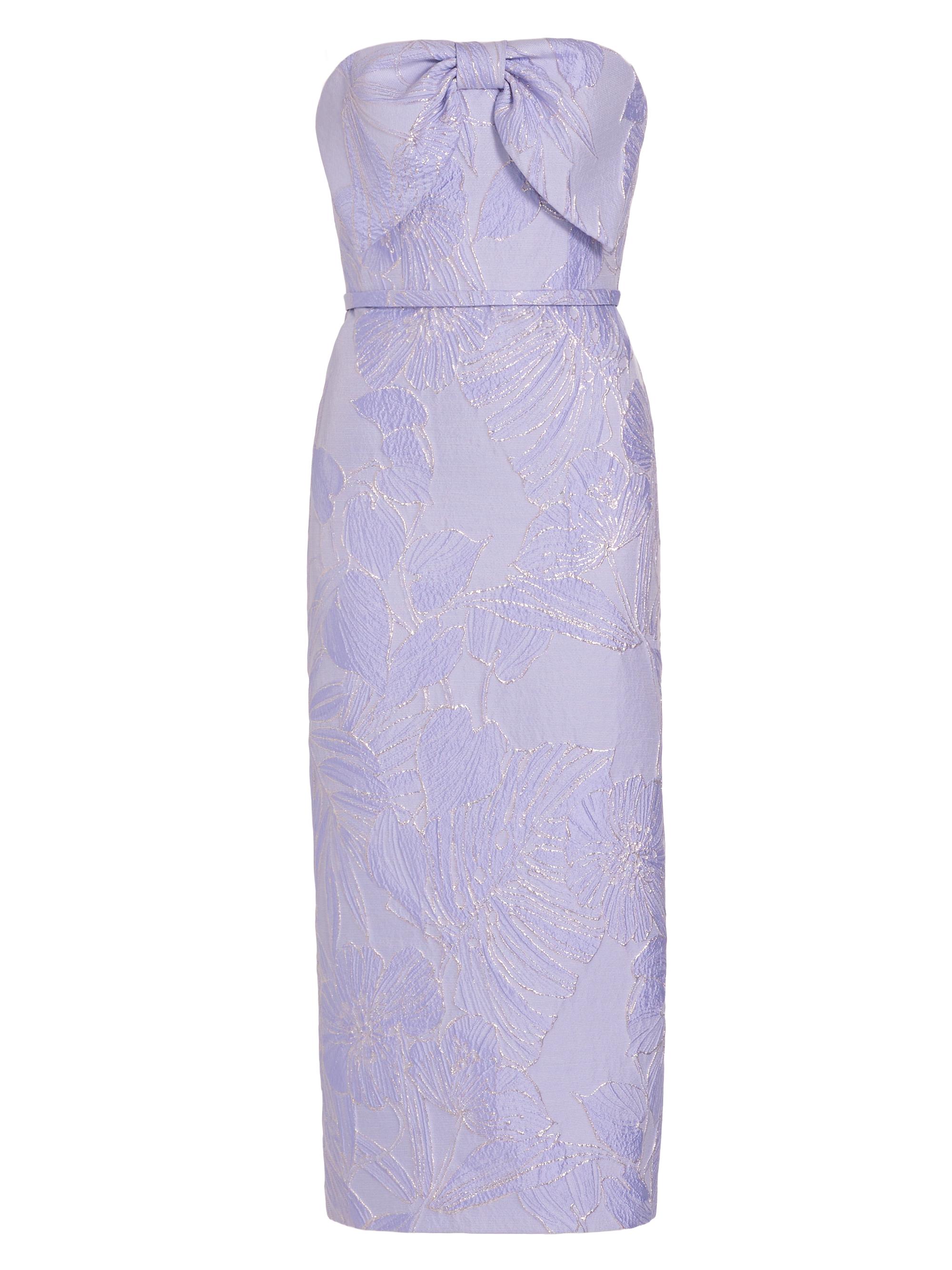 Amsale Women's Metallic Jacquard Cocktail Midi-Dress - Lilac Silver