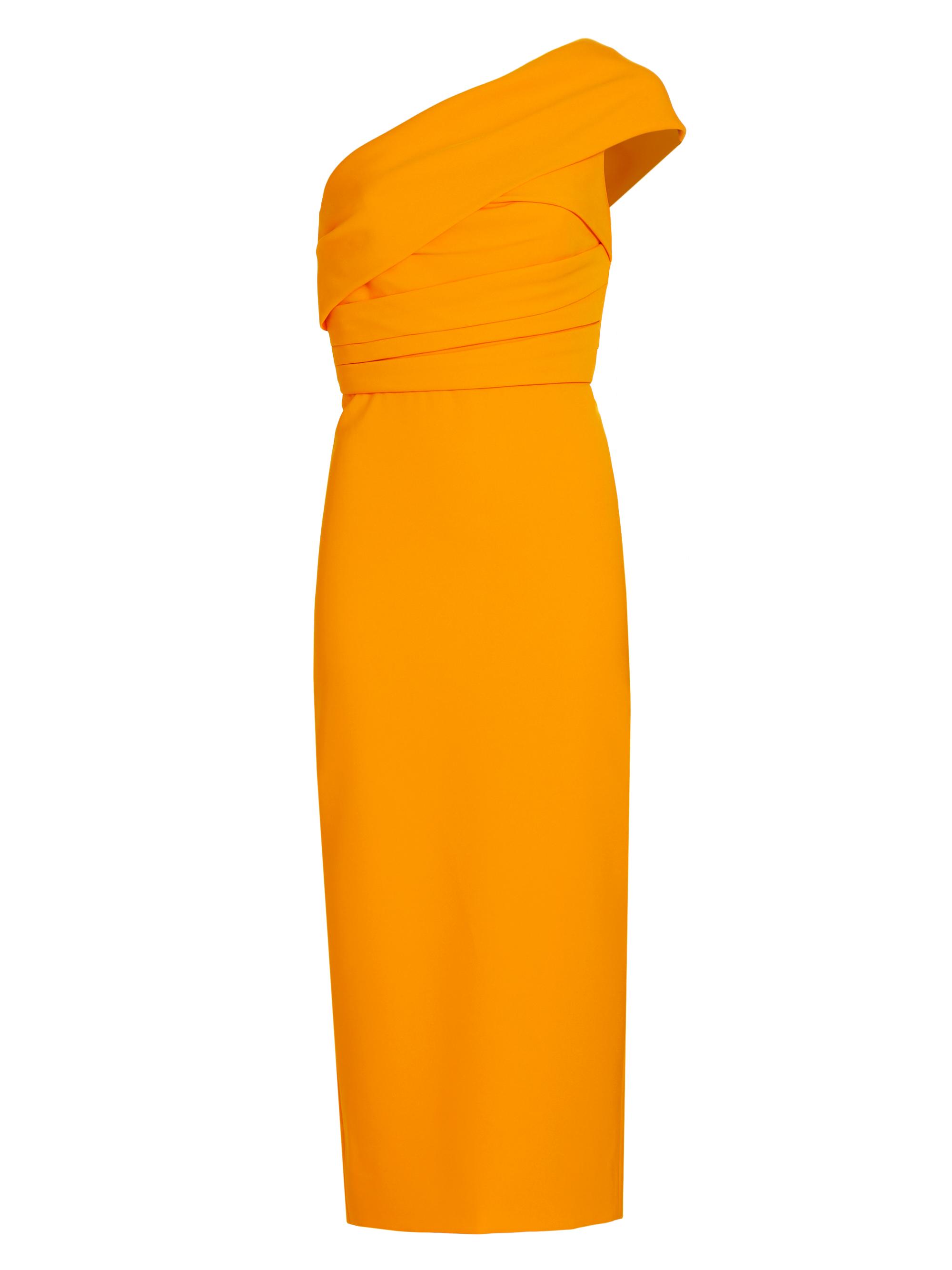 Amsale Women's Asymmetric Crepe Cocktail Midi-Dress - Tangerine