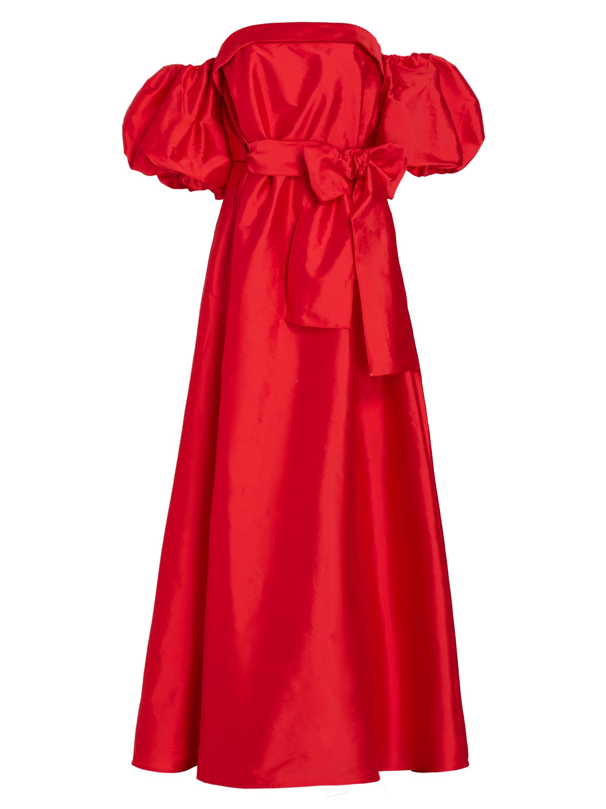 Amsale Women's Belted Taffeta Off-The-Shoulder Gown - Red