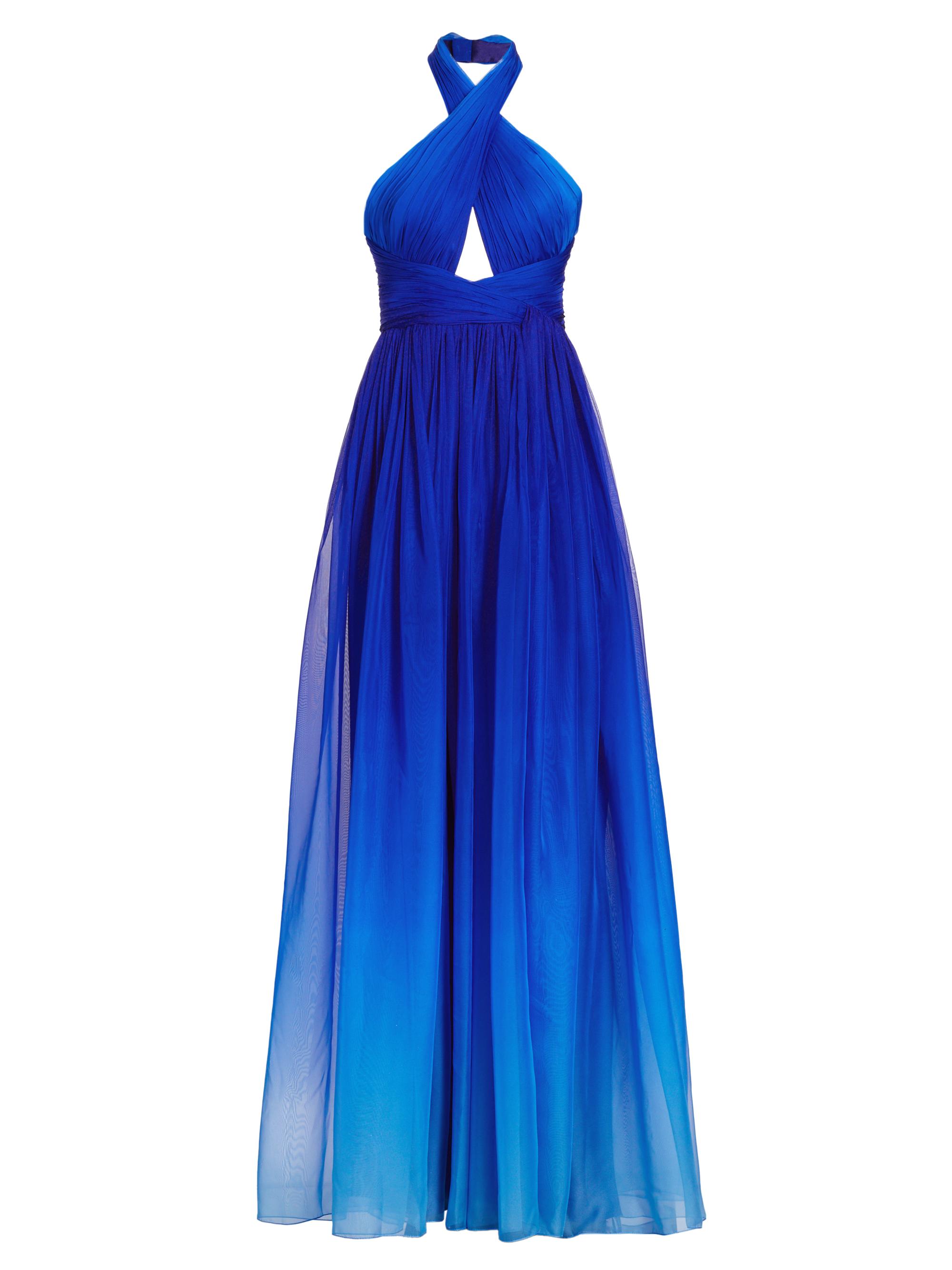 Pamella Roland Women's Ombre Chiffon Halter Gown - Sapphire