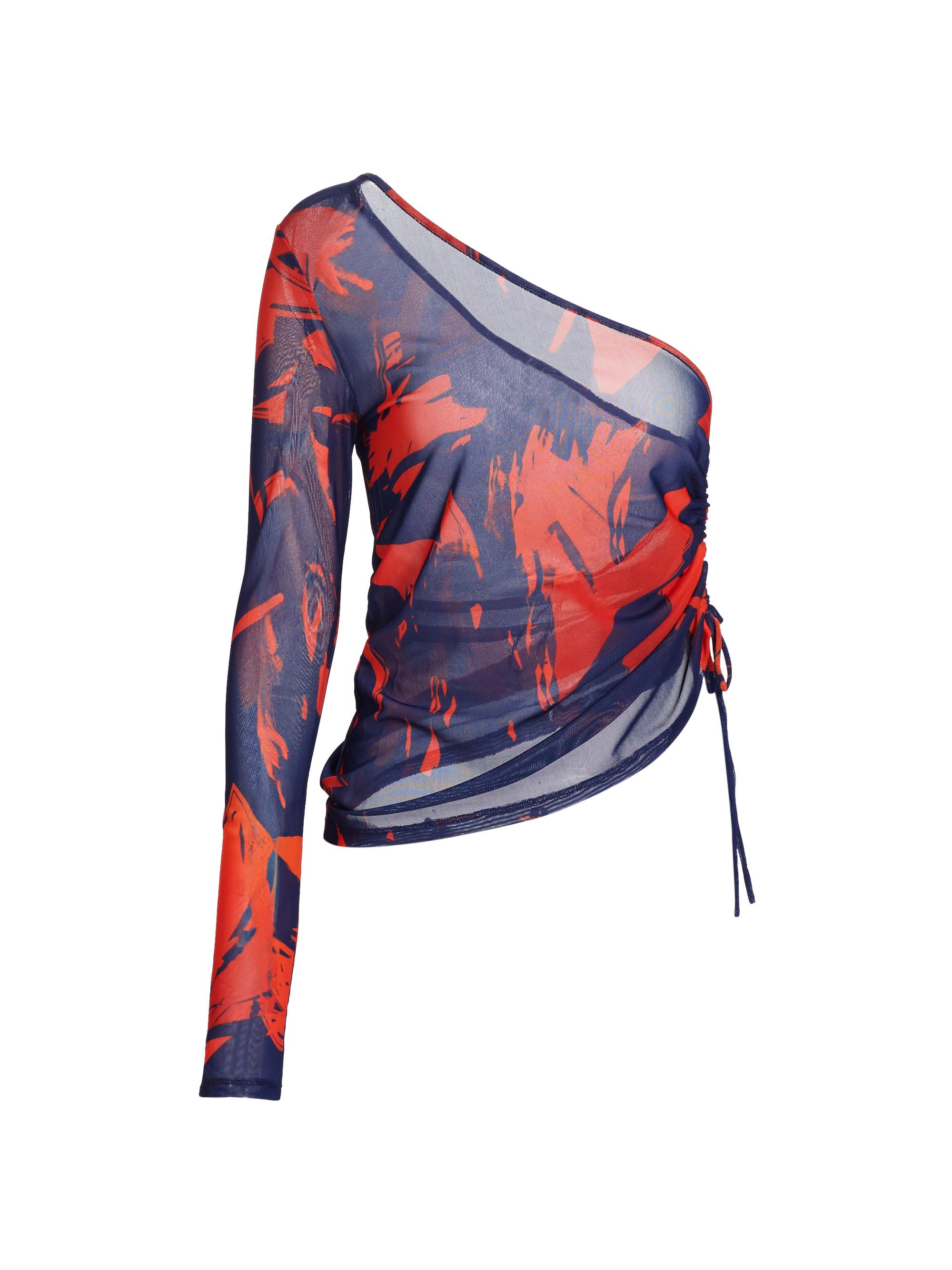 Lamarque Women's Sela One-Shoulder Mesh Top - Floral