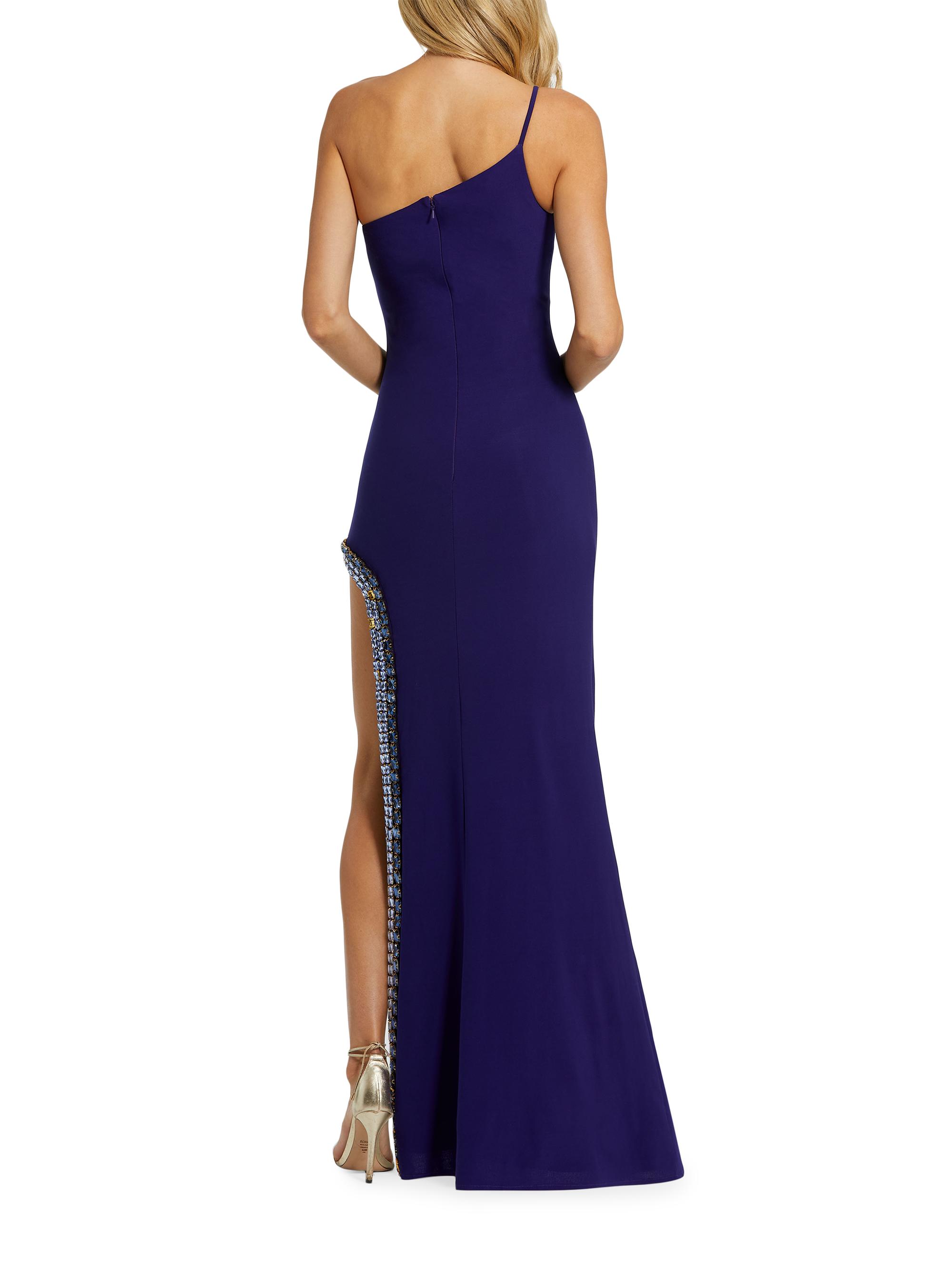 mac duggal lace-up asymmetrical side-slit embellished-hem dress Embellished One Shoulder Asymmetrical Gown main image 1