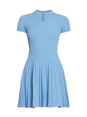 Pleated Viscose Flared Mini Dress