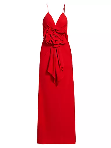 Rose-Detailed V-Neck Dress