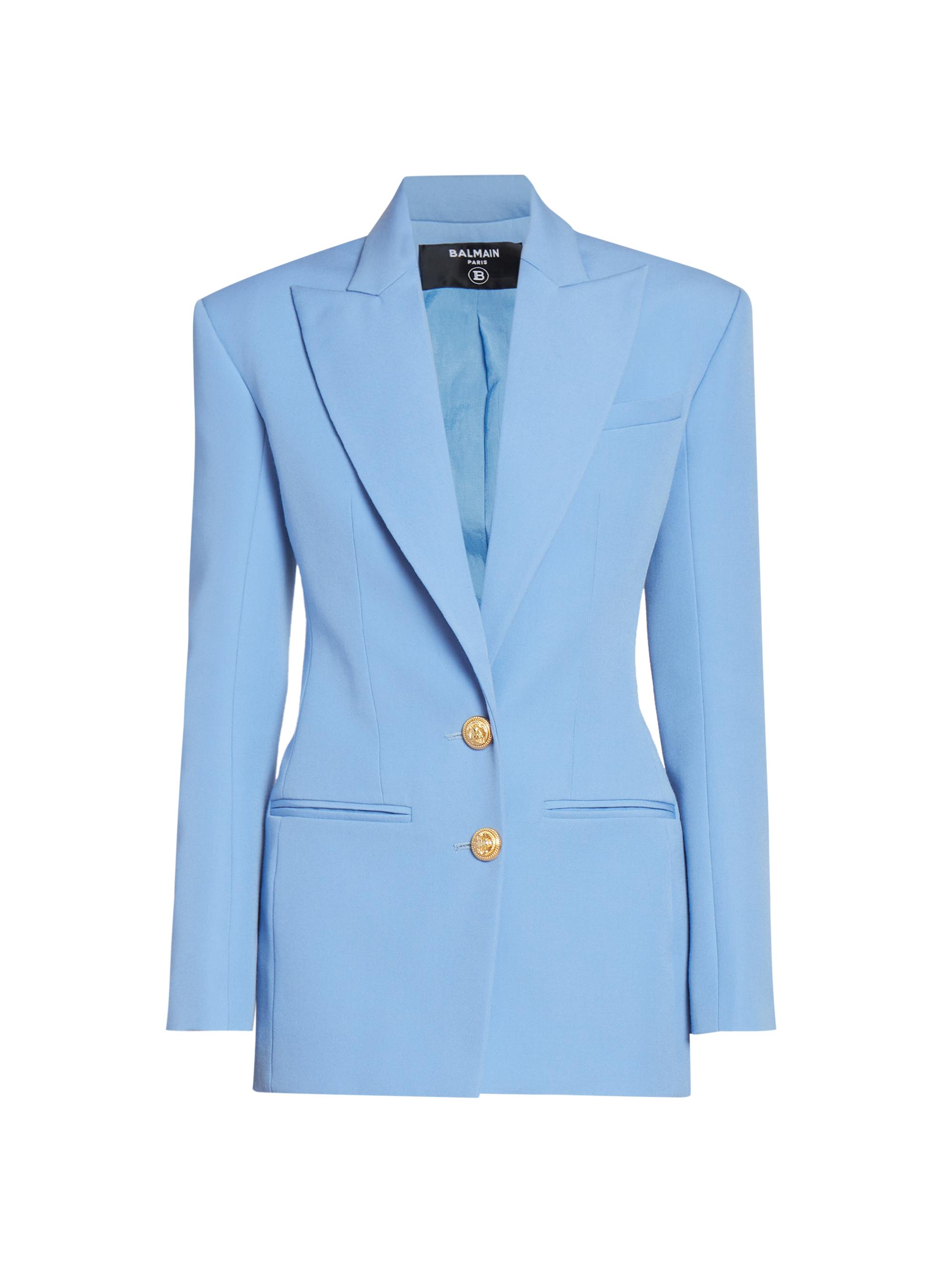 Balmain Women's Wool Single-Breasted Blazer - Blue