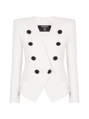 BALMAIN - Button-embossed Collarless Tweed Jacket