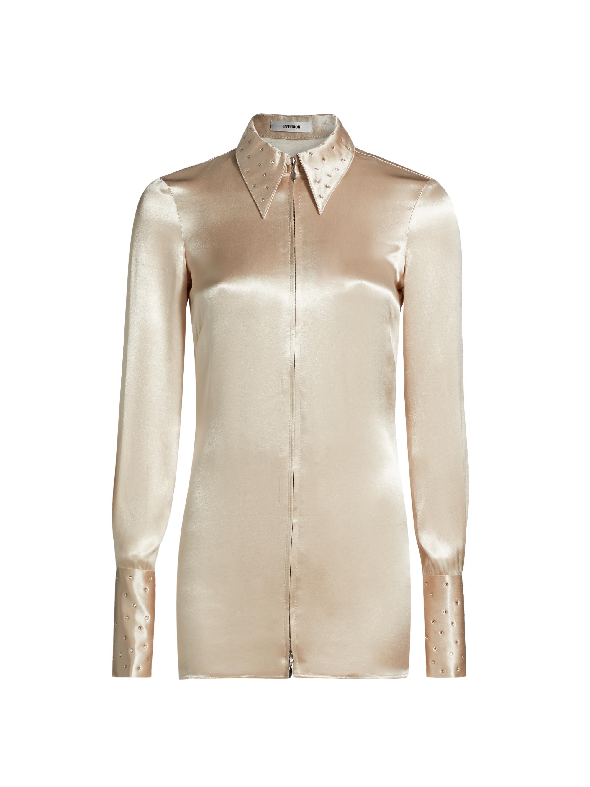 Interior Women's The Devlon Embellished Satin Shirt - Champagne