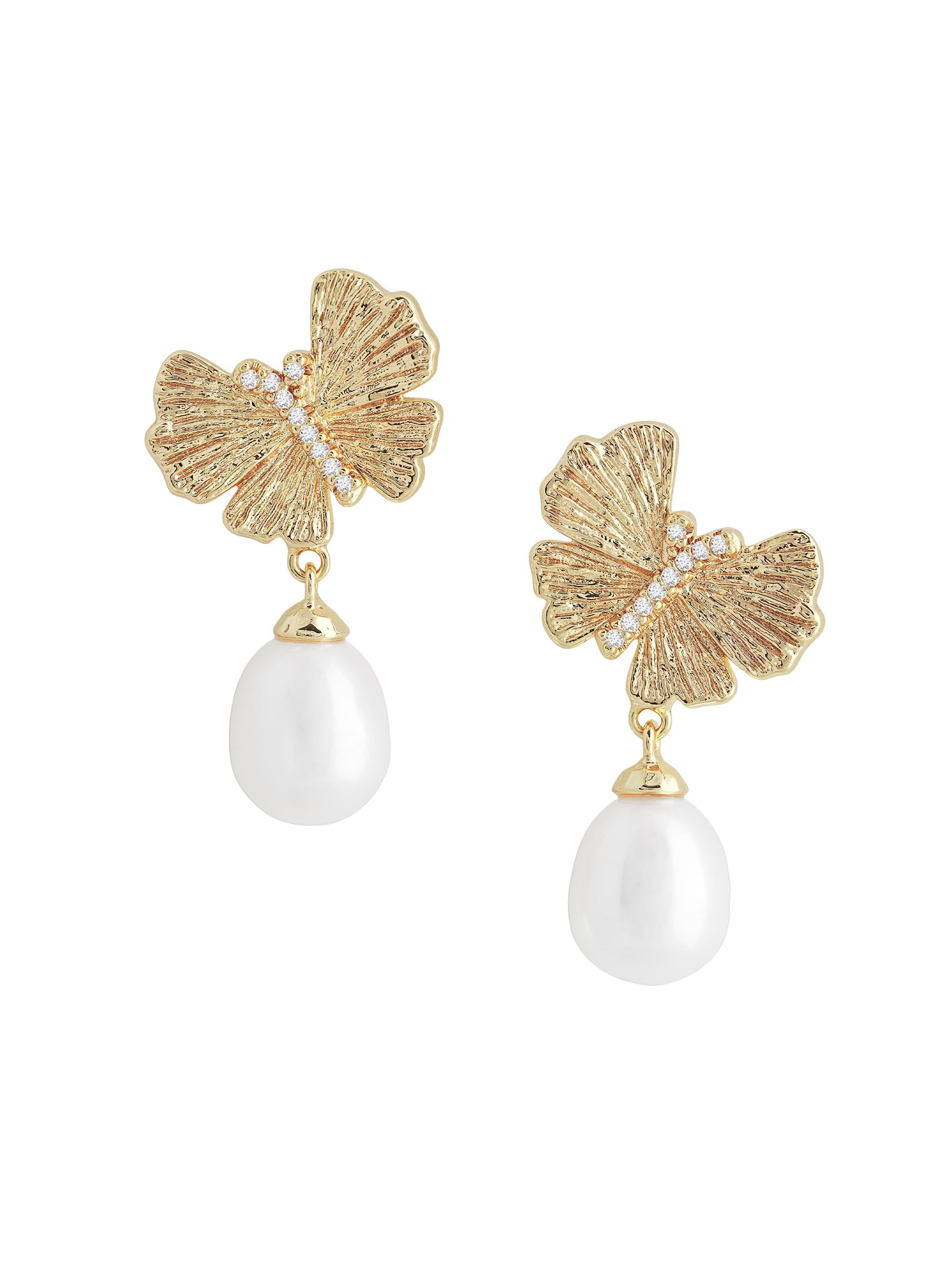 Anabel Aram Women's Butterfly 18K Gold-Plated, Cubic Zirconia & Pearl Drop Earrings - Gold