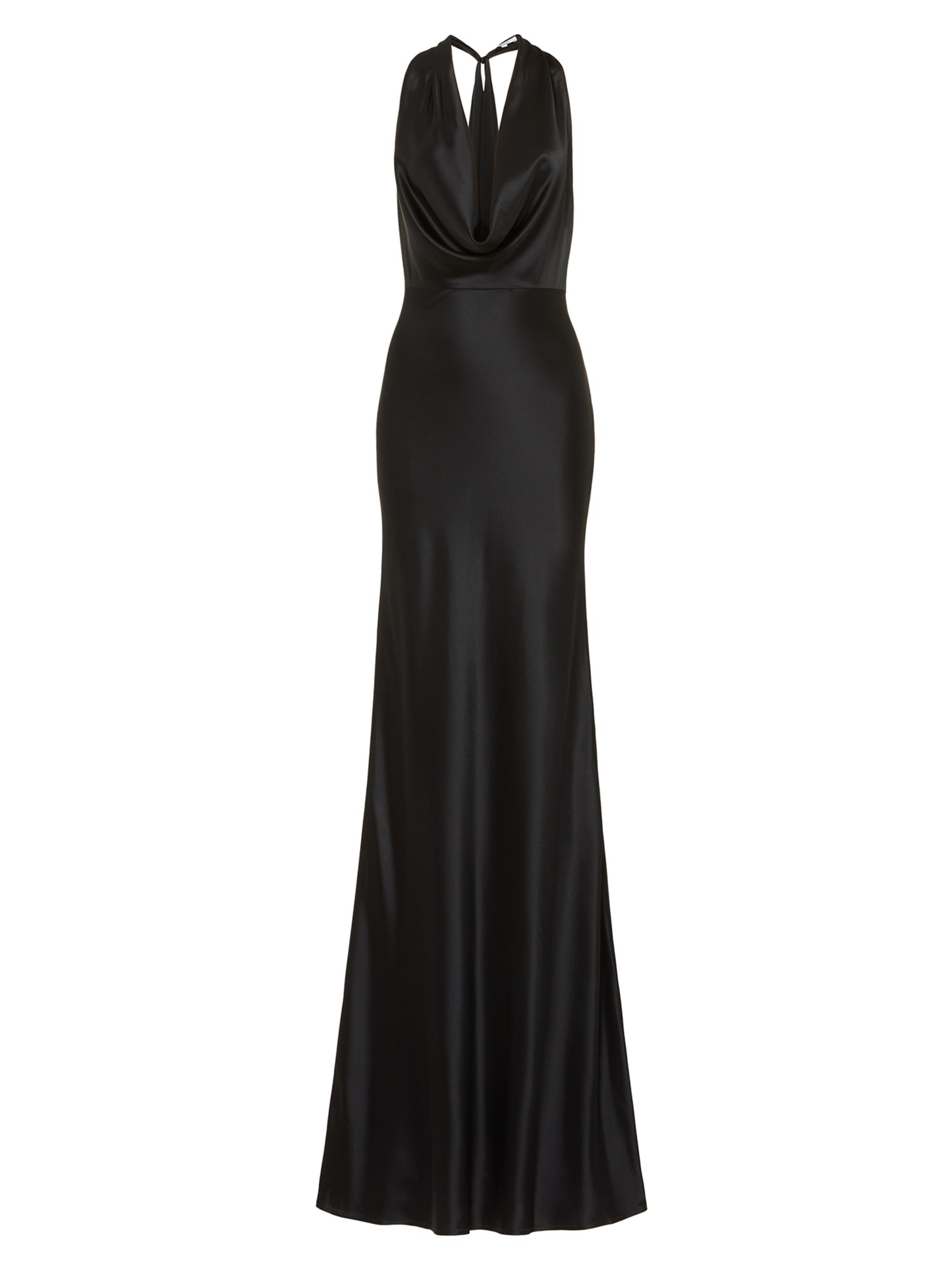 Sau Lee Women's Pearl Satin Cowl-Neck Gown - Black