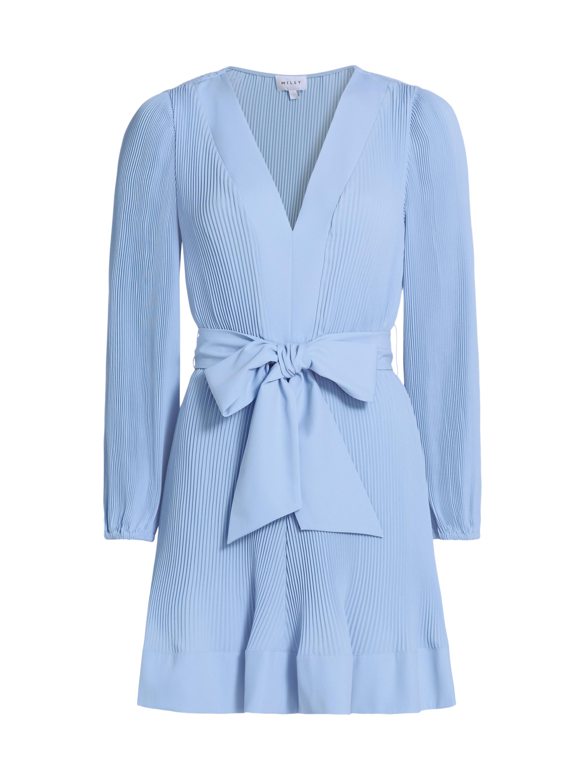 Shop Milly Liv Pleated Tie-Waist Minidress | Saks Fifth Avenue