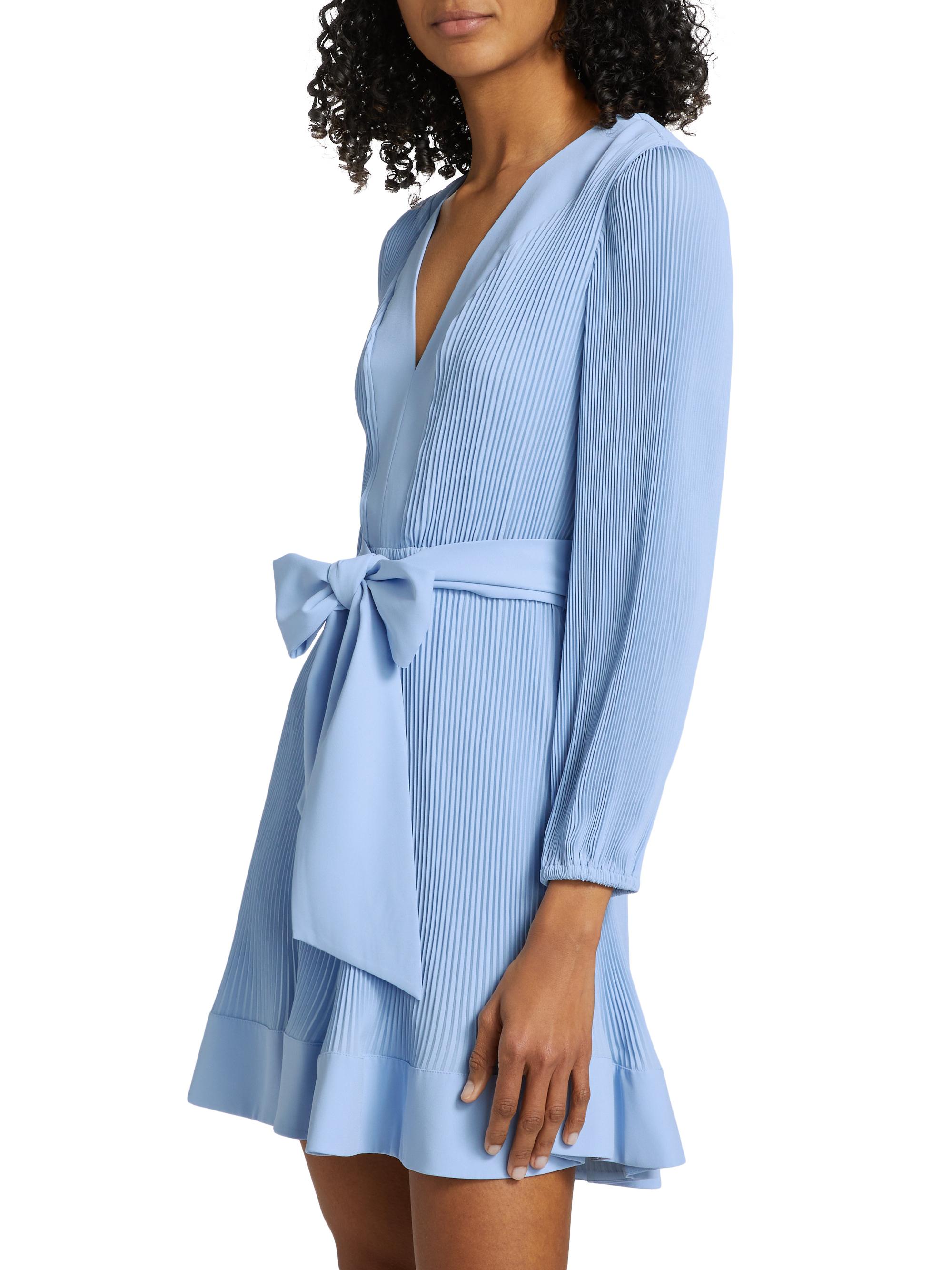Shop Milly Liv Pleated Tie-Waist Minidress | Saks Fifth Avenue