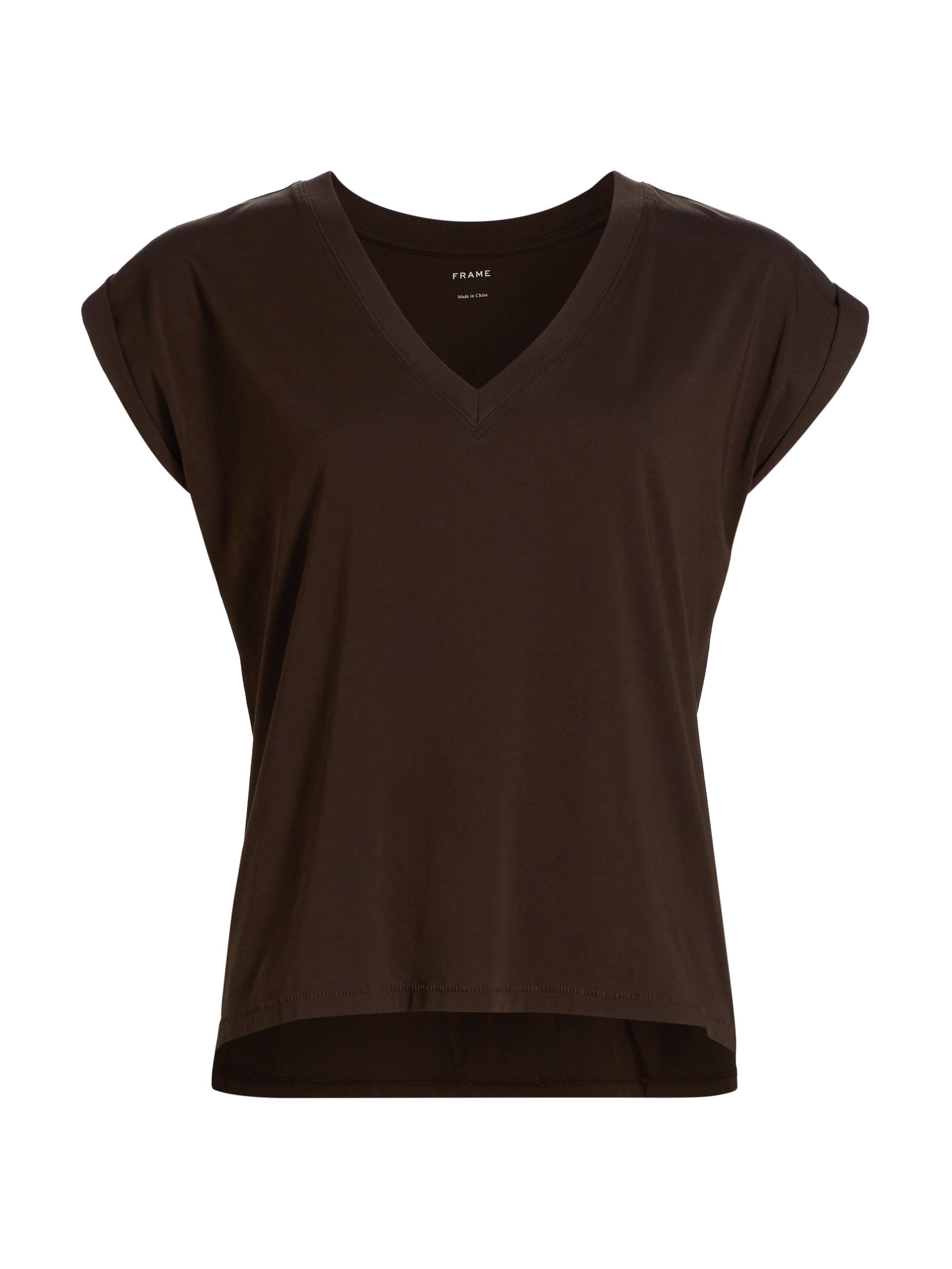 Frame Women's Cotton V-Neck T-Shirt - Military