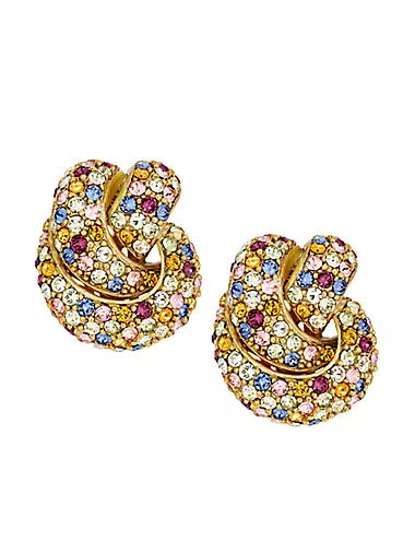 Love Knot Metal & Glass Crystal Clip-On Earrings