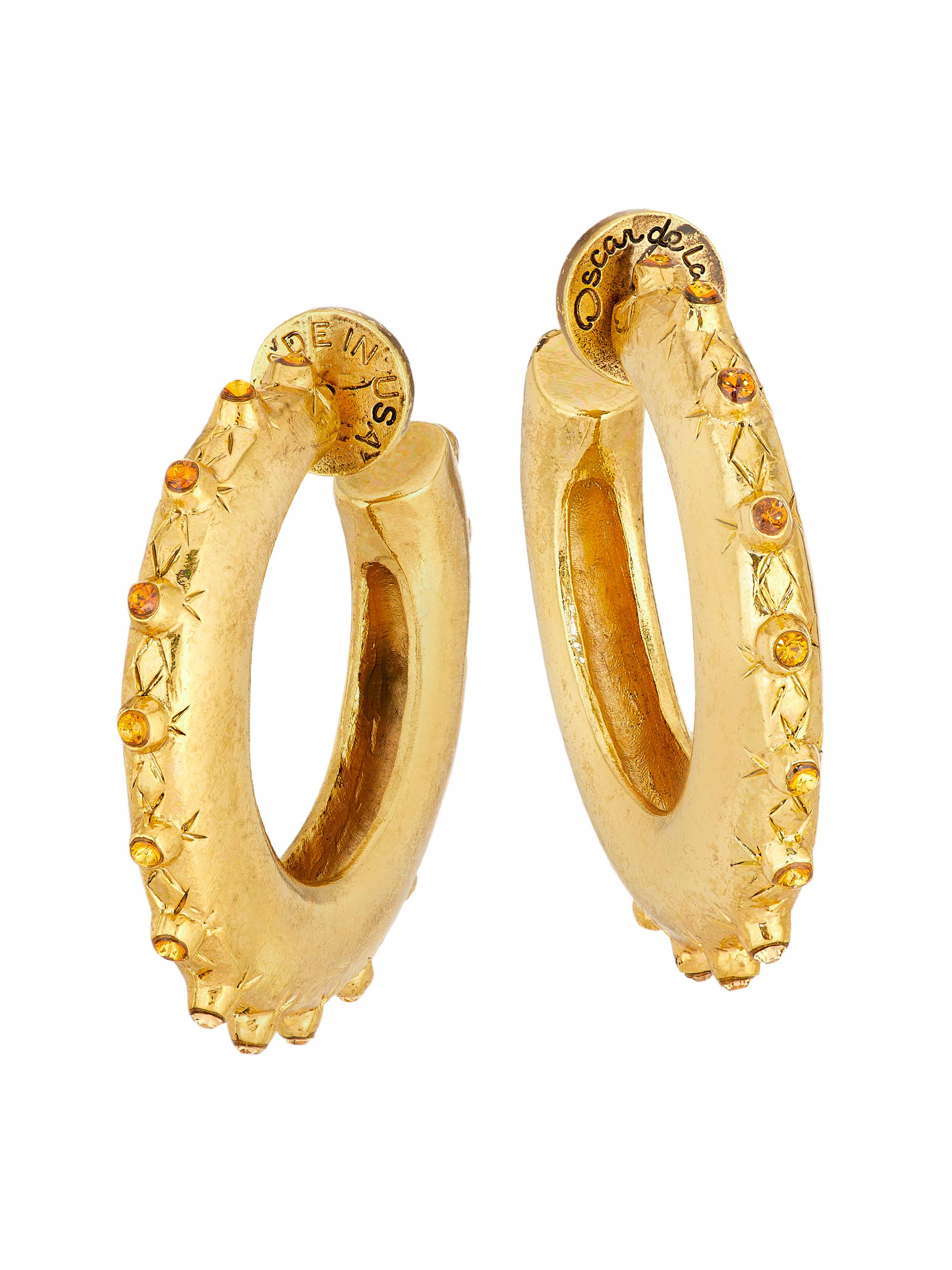 Oscar de la Renta Women's Goldtone & Glass Crystal Hoop Earrings - Topaz Multi
