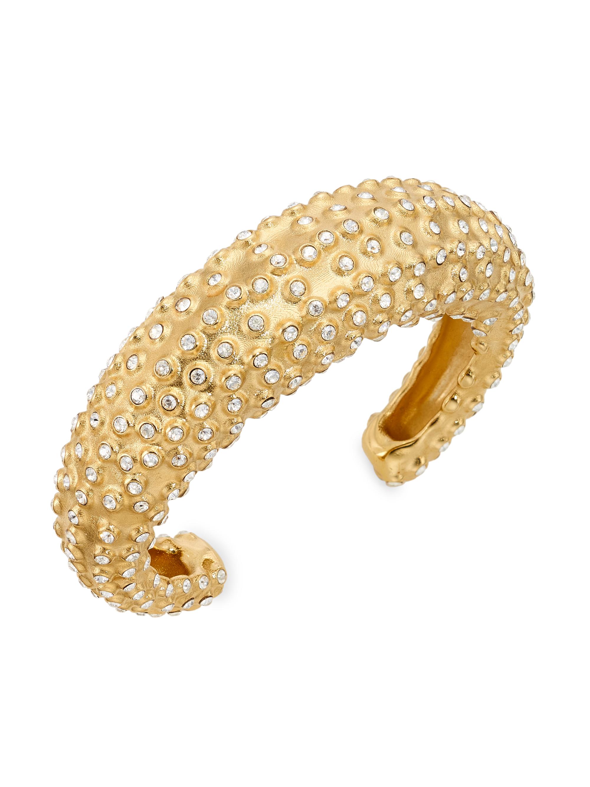 Oscar de la Renta Women's Cactus Garland Goldtone & Crystal Glass Bangle - Gold
