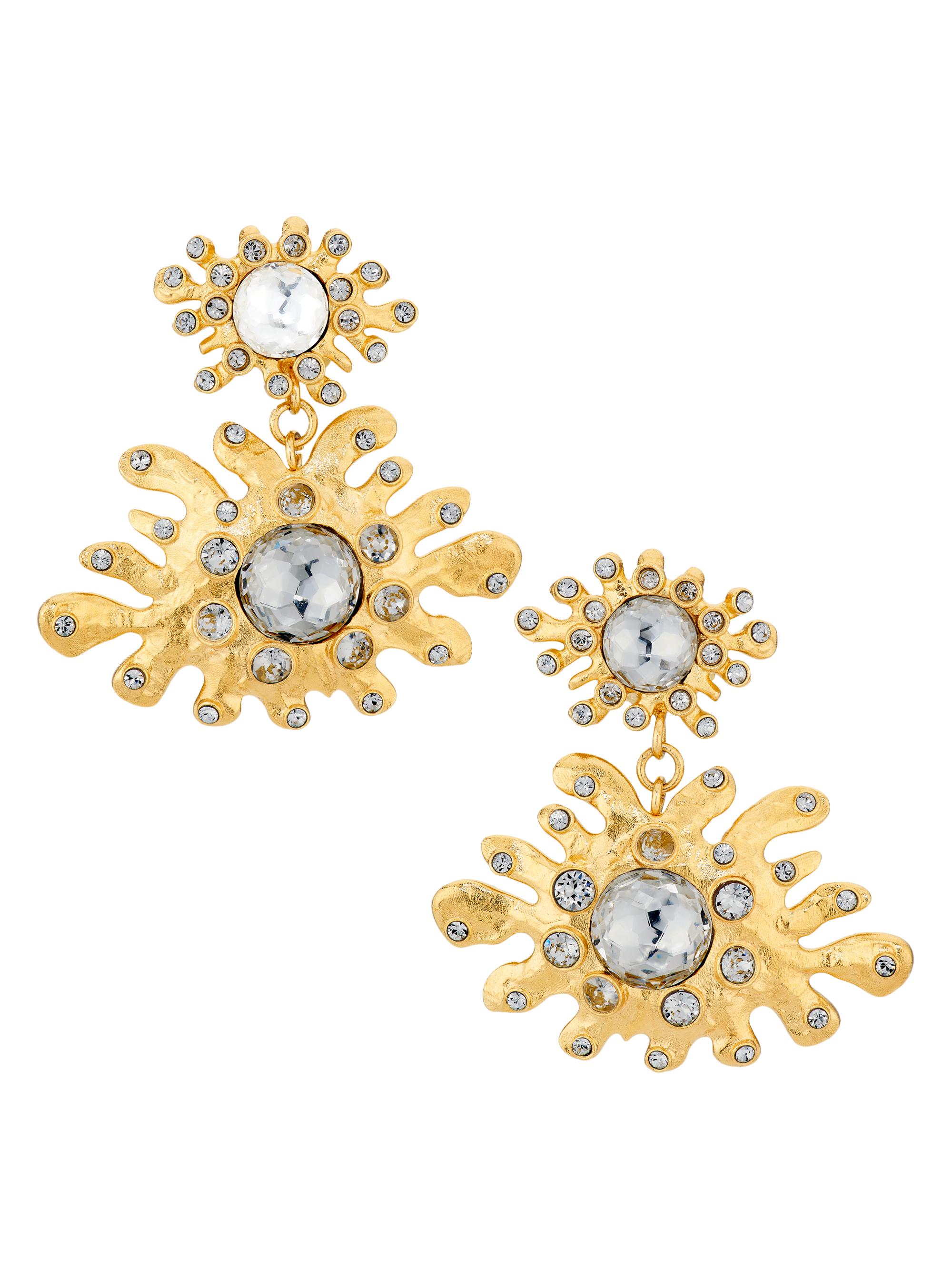 Oscar de la Renta Women's Cactus Wavy Mini Crystal Drop Earrings - Crystal