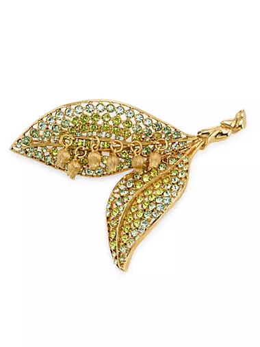 Lily Of The Valley Goldtone & Glass Crystal Brooch