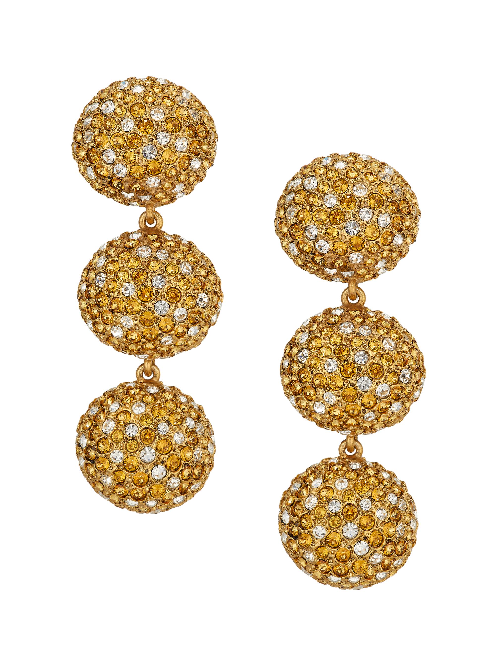 Oscar de la Renta Women's Goldtone & Glass Crystal Clip-On Triple Drop Earrings - Topaz Multi