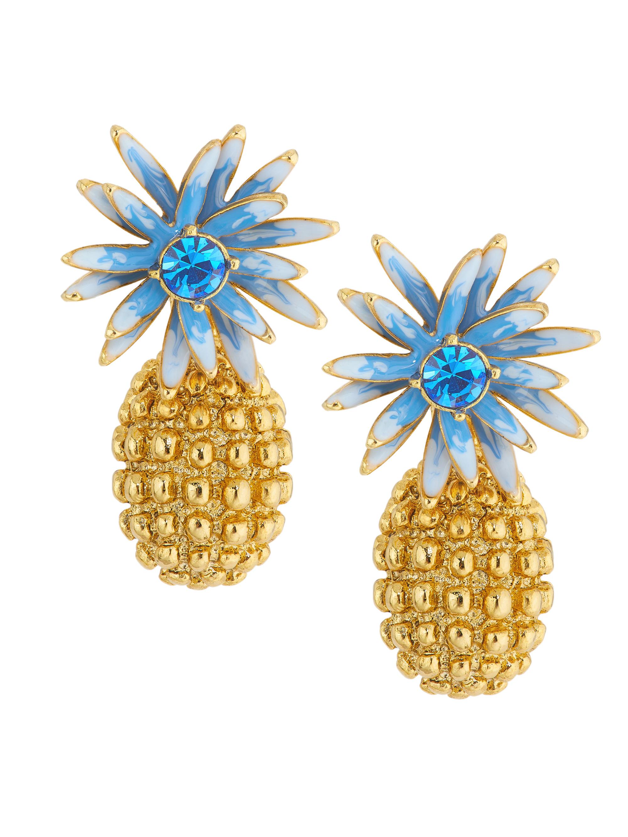 Oscar de la Renta Women's Goldtone, Glass Crystal & Enamel Cactus Ear Jackets - Blue