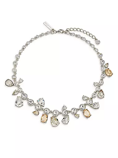 Women's Gold Alloy Glass Crystal White Statement Collar Necklace