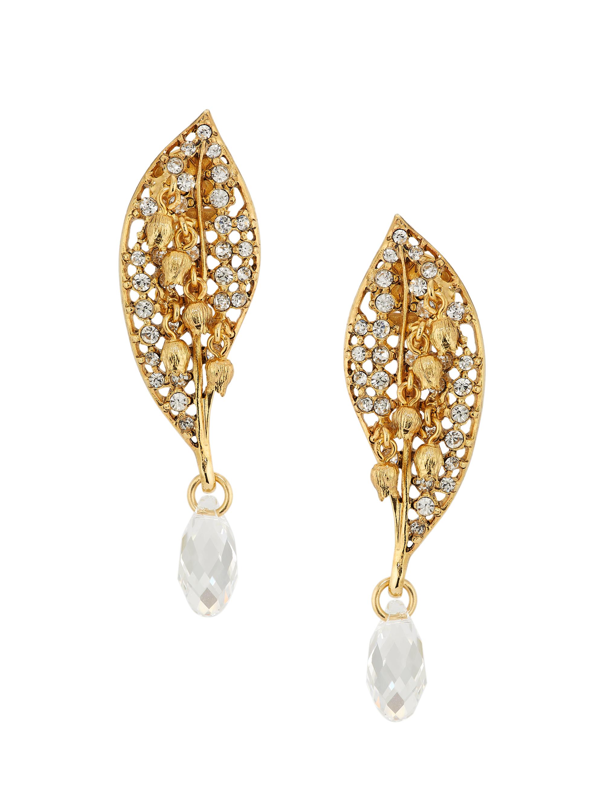 Oscar de la Renta Women's Goldtone & Crystal Lily Of The Valley Drop Earrings - Crystal