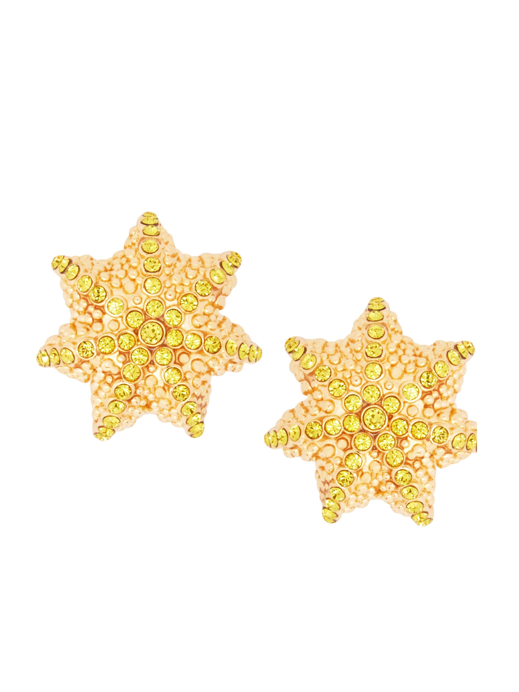 Oscar de la Renta Women's Cactus Ball Goldtone & Glass Crystal Stud Earrings - Citrine