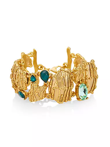 Goldtone & Glass Crystal Strawberry Charm Bracelet