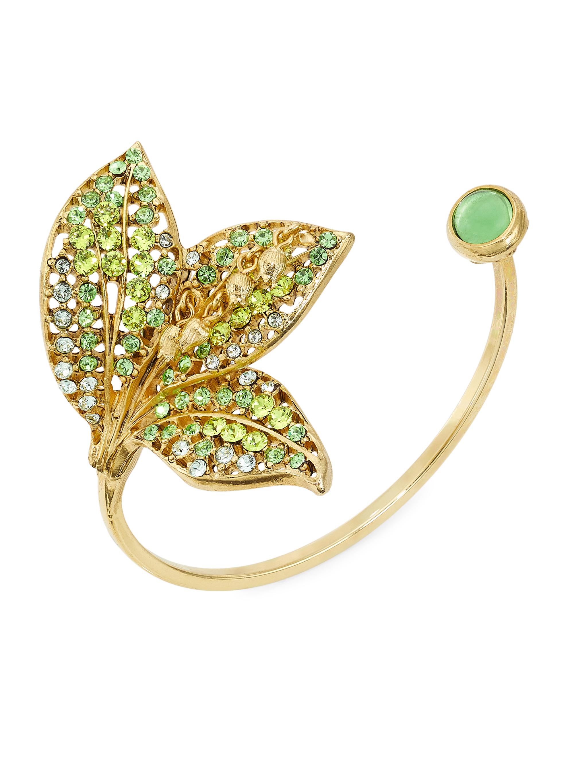 Oscar de la Renta Women's Lily Of The Valley Goldtone & Glass Crystal Cuff - Green Multi