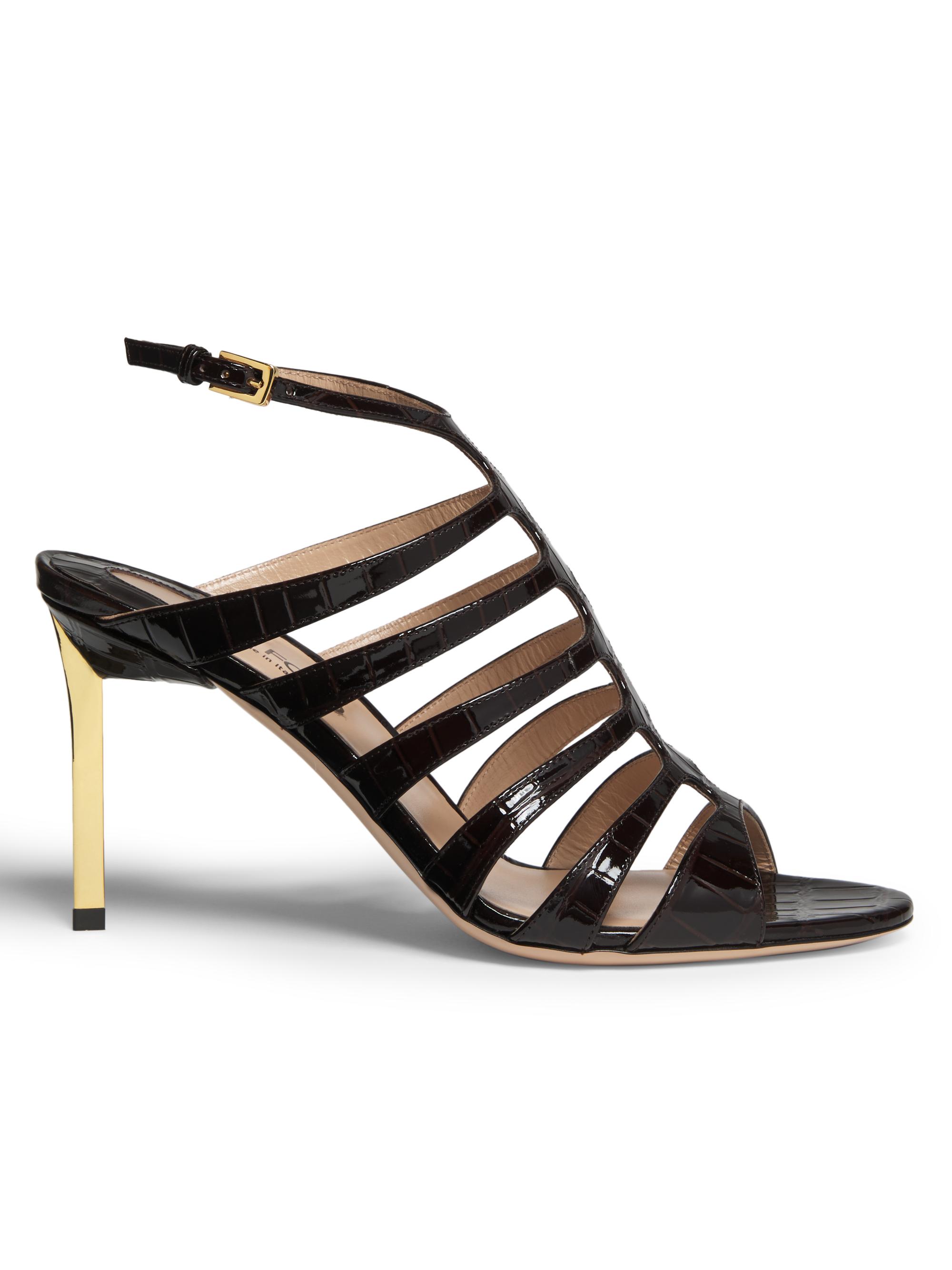 TOM FORD Women's Carine 85MM Crocodile-Stamped Leather Sandals -